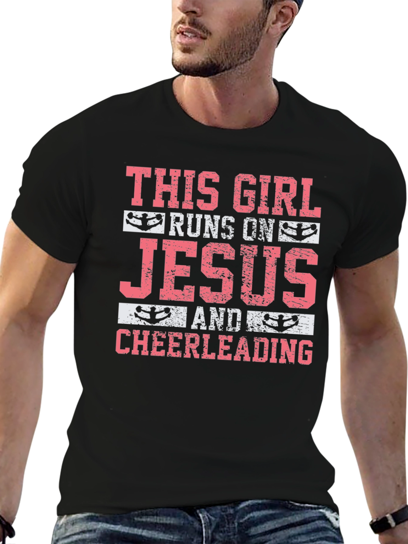 This Girl Runs on Jesus & Cheerleading T-Shirt