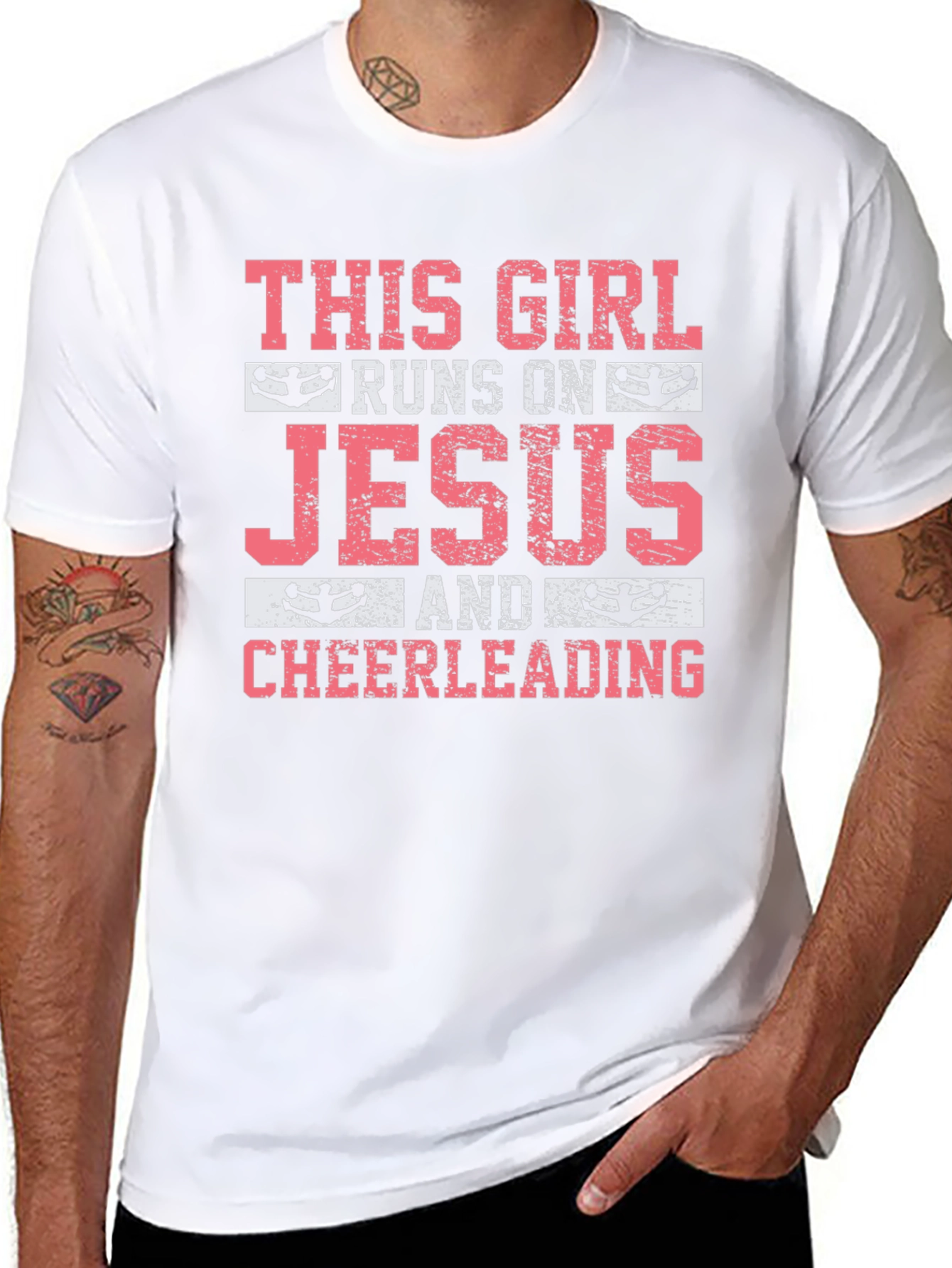 This Girl Runs on Jesus & Cheerleading T-Shirt