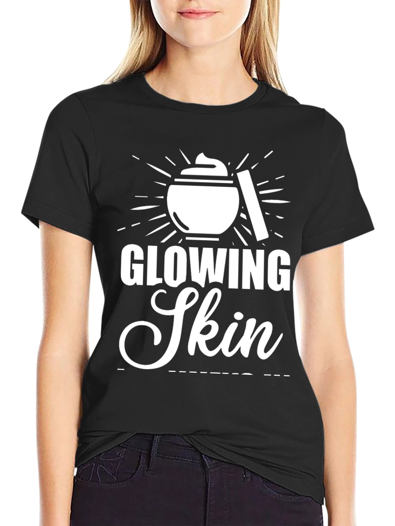 Glowing Skin T-Shirt Black Casual Tee