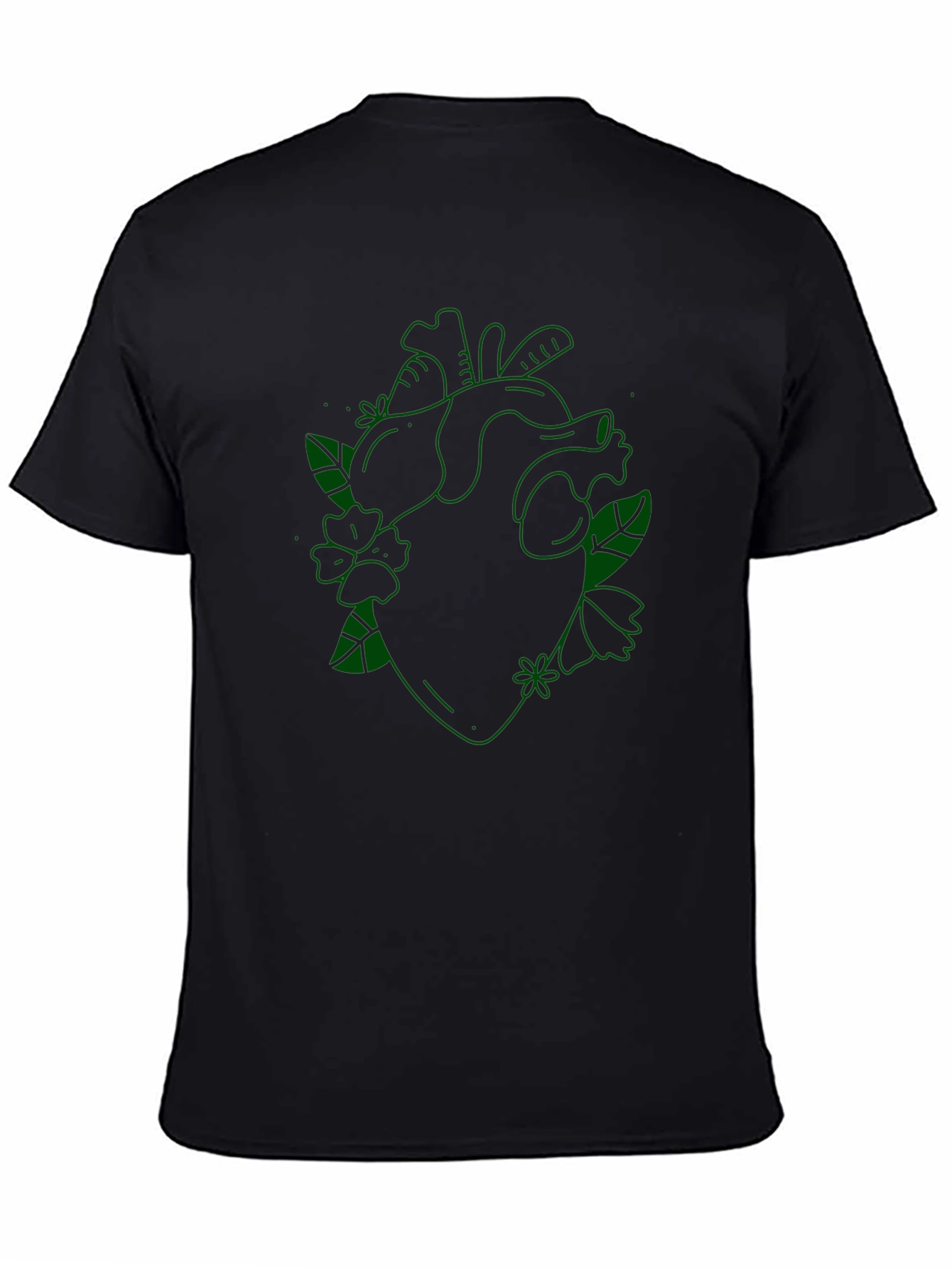 Floral Heart Graphic Tee - Black