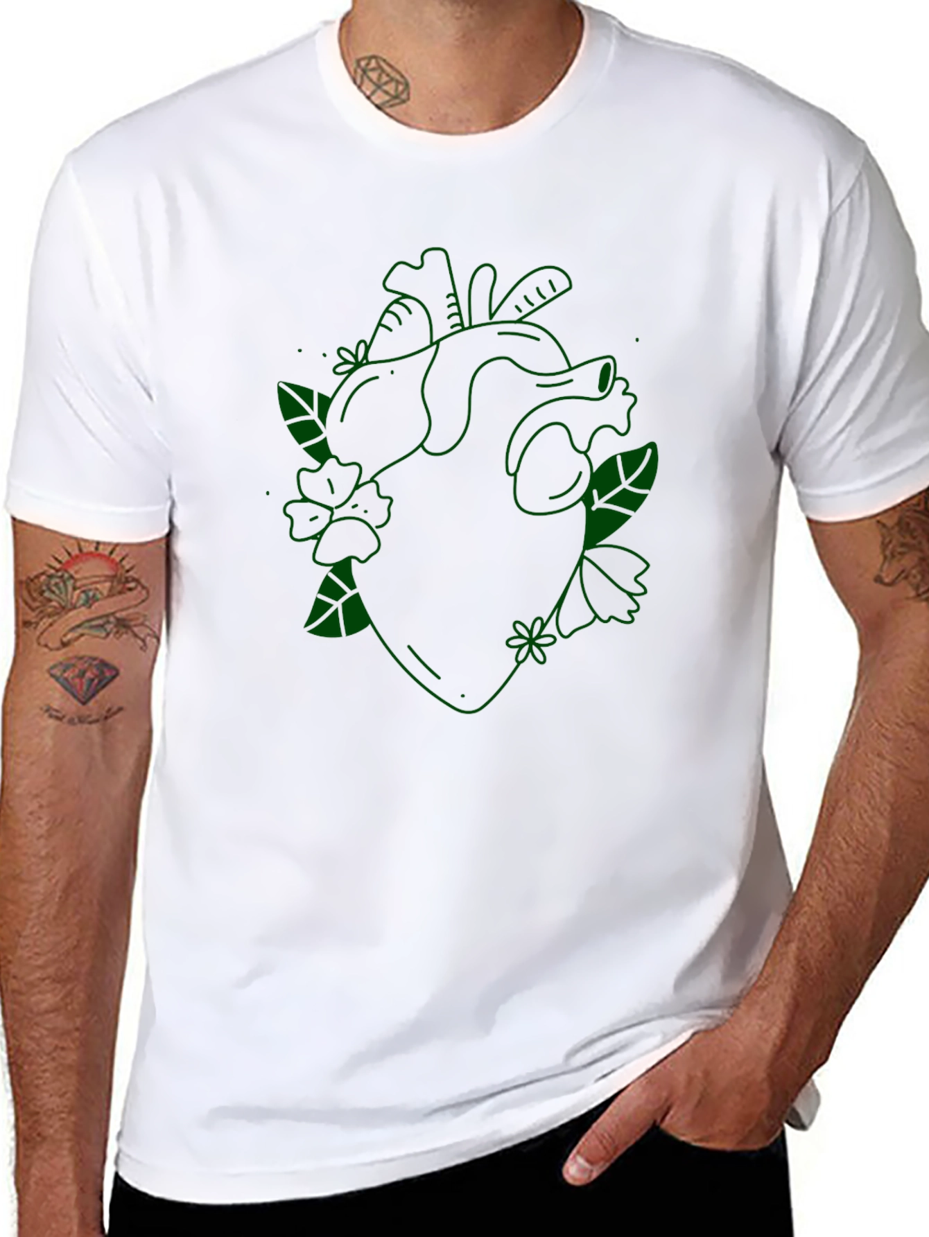 Floral Heart Graphic Tee - Black