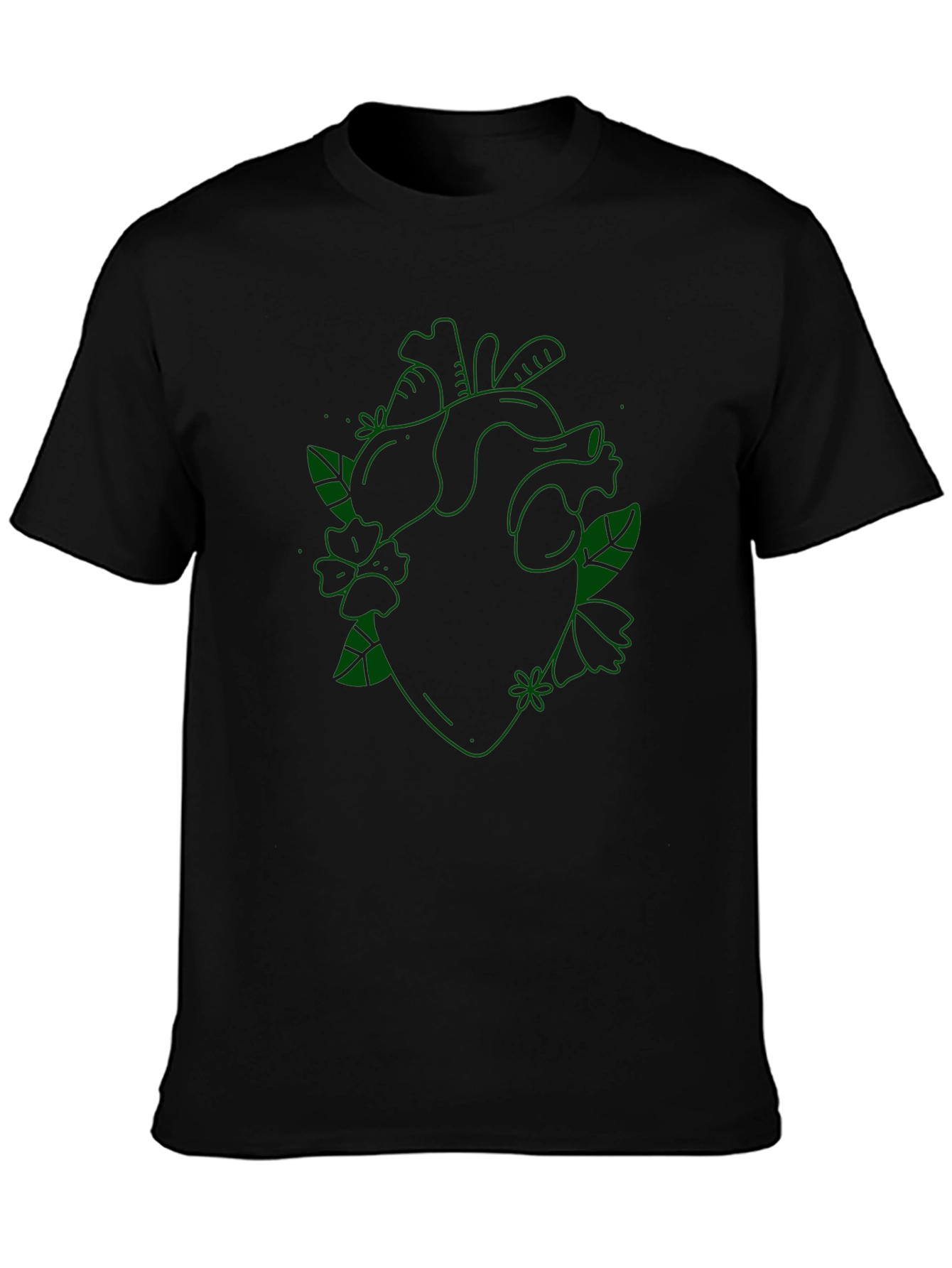 Floral Heart Graphic Tee - Black