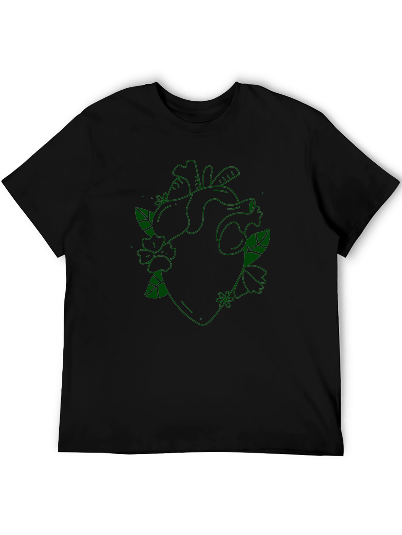 Floral Heart Graphic Tee - Black