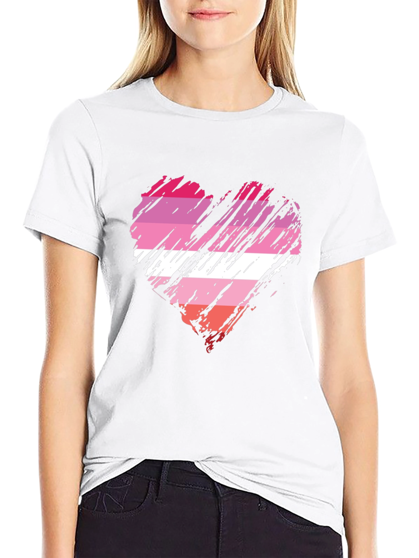 Lesbian Pride Flag Heart T-Shirt - Soft Cotton Blend