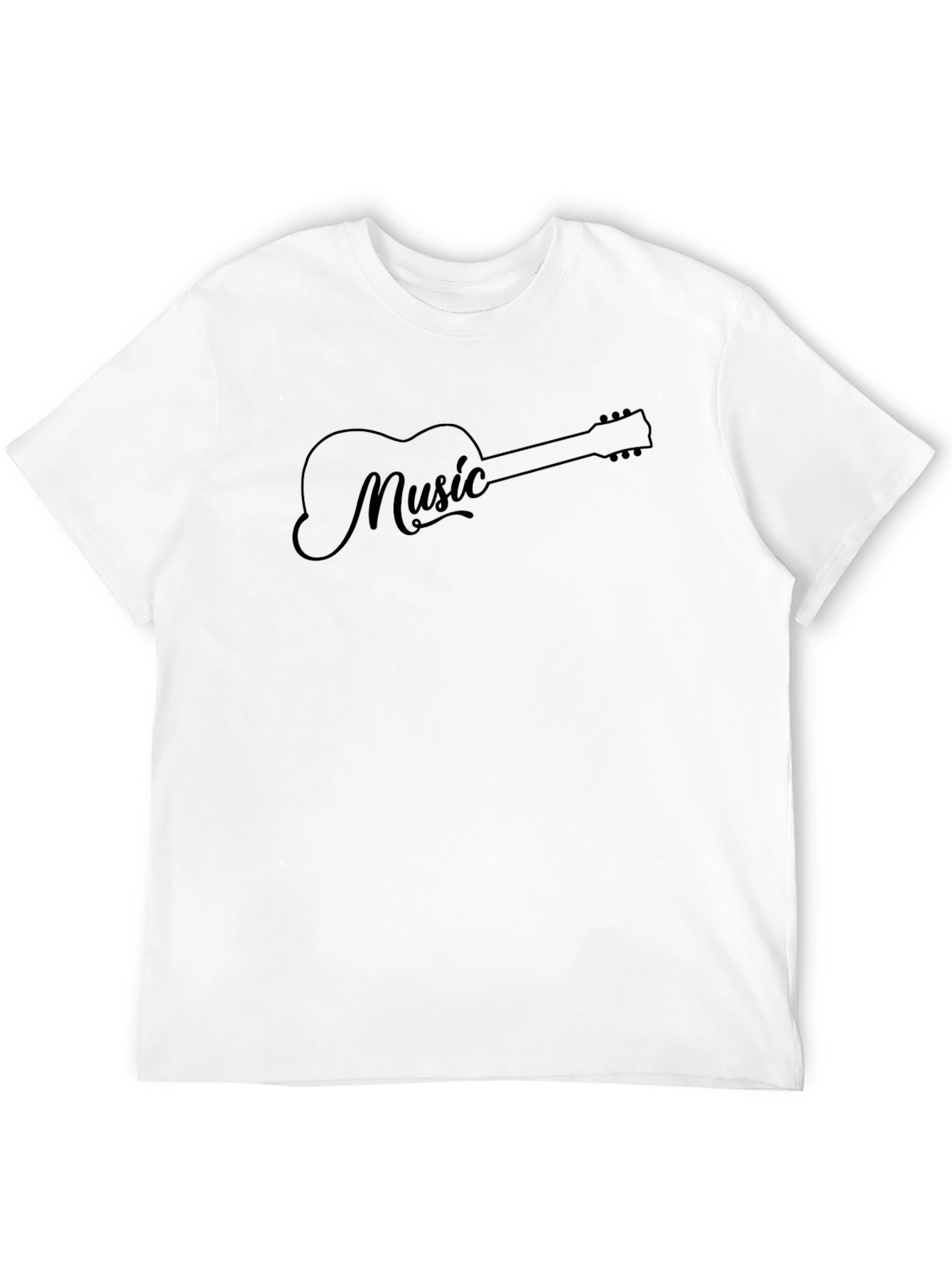 Music Guitar Graphic Tee - Black Cotton T-Shirt