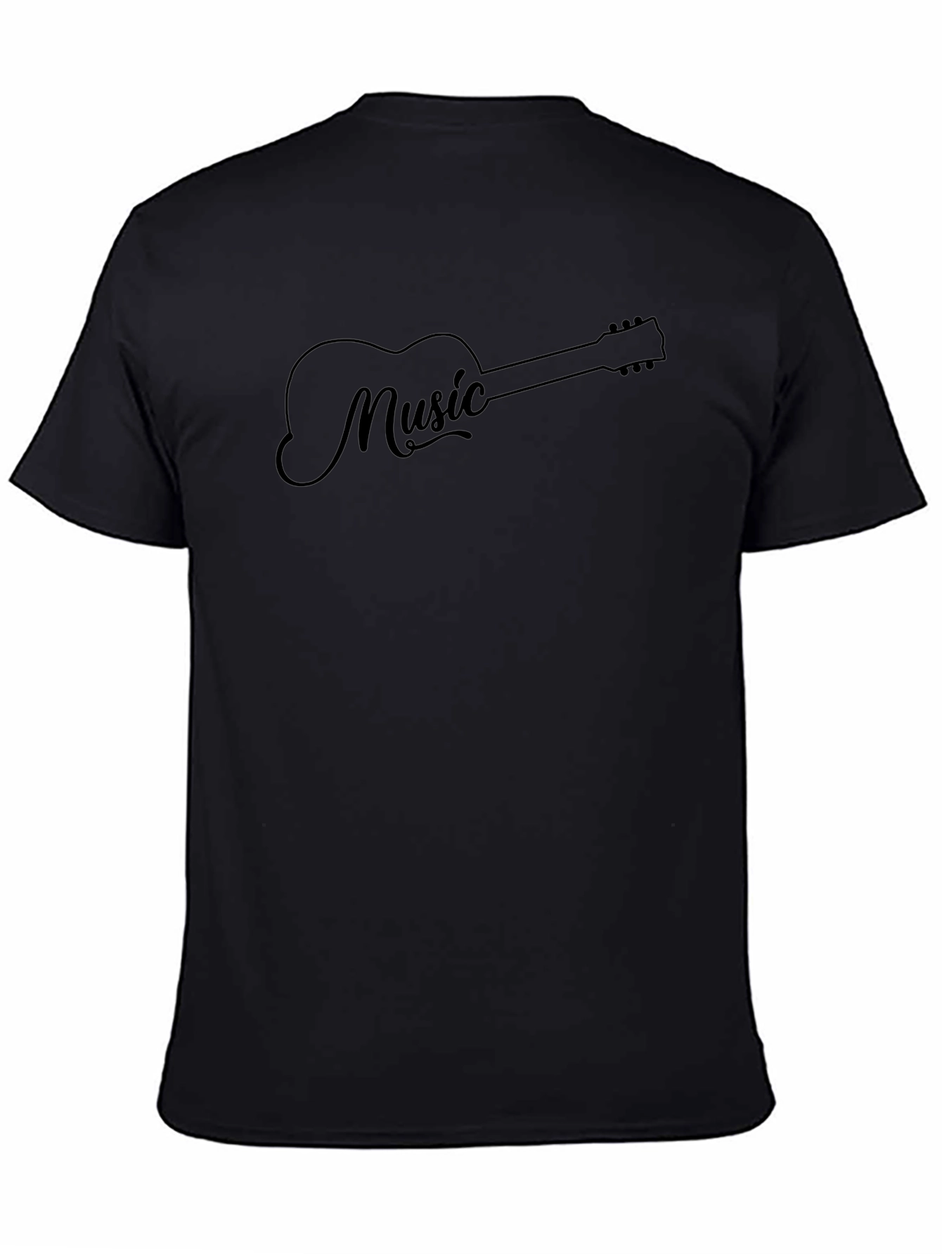 Music Guitar Graphic Tee - Black Cotton T-Shirt