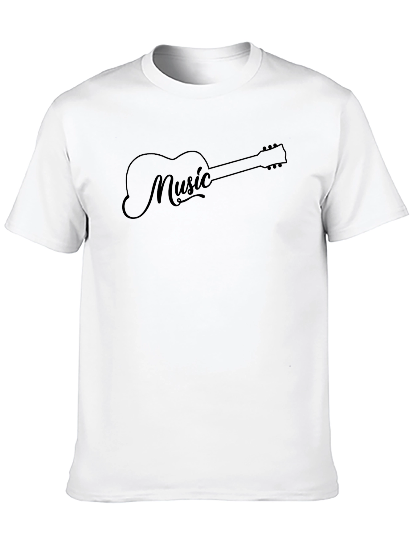 Music Guitar Graphic Tee - Black Cotton T-Shirt