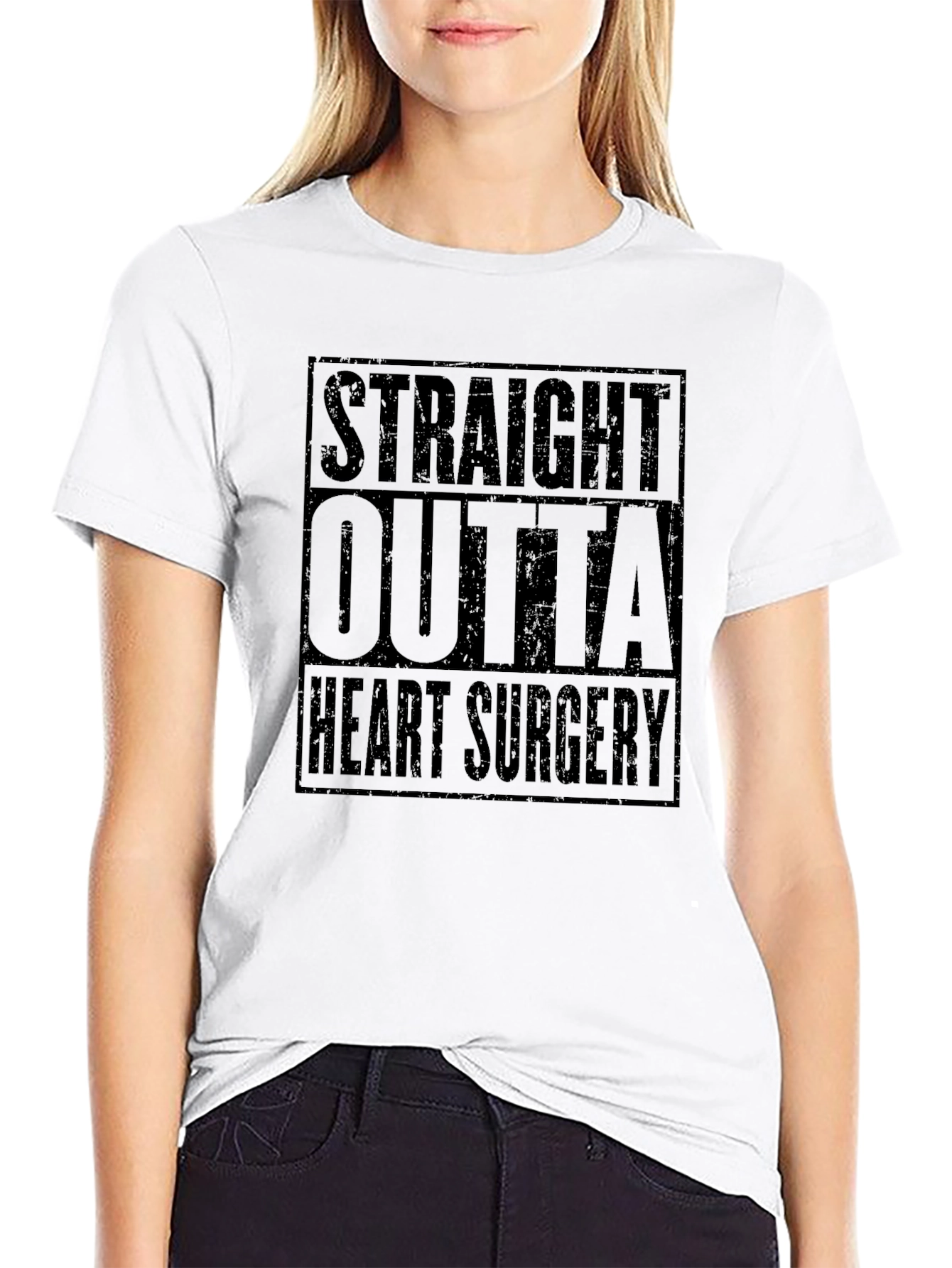 Straight Outta Heart Surgery Black T-Shirt