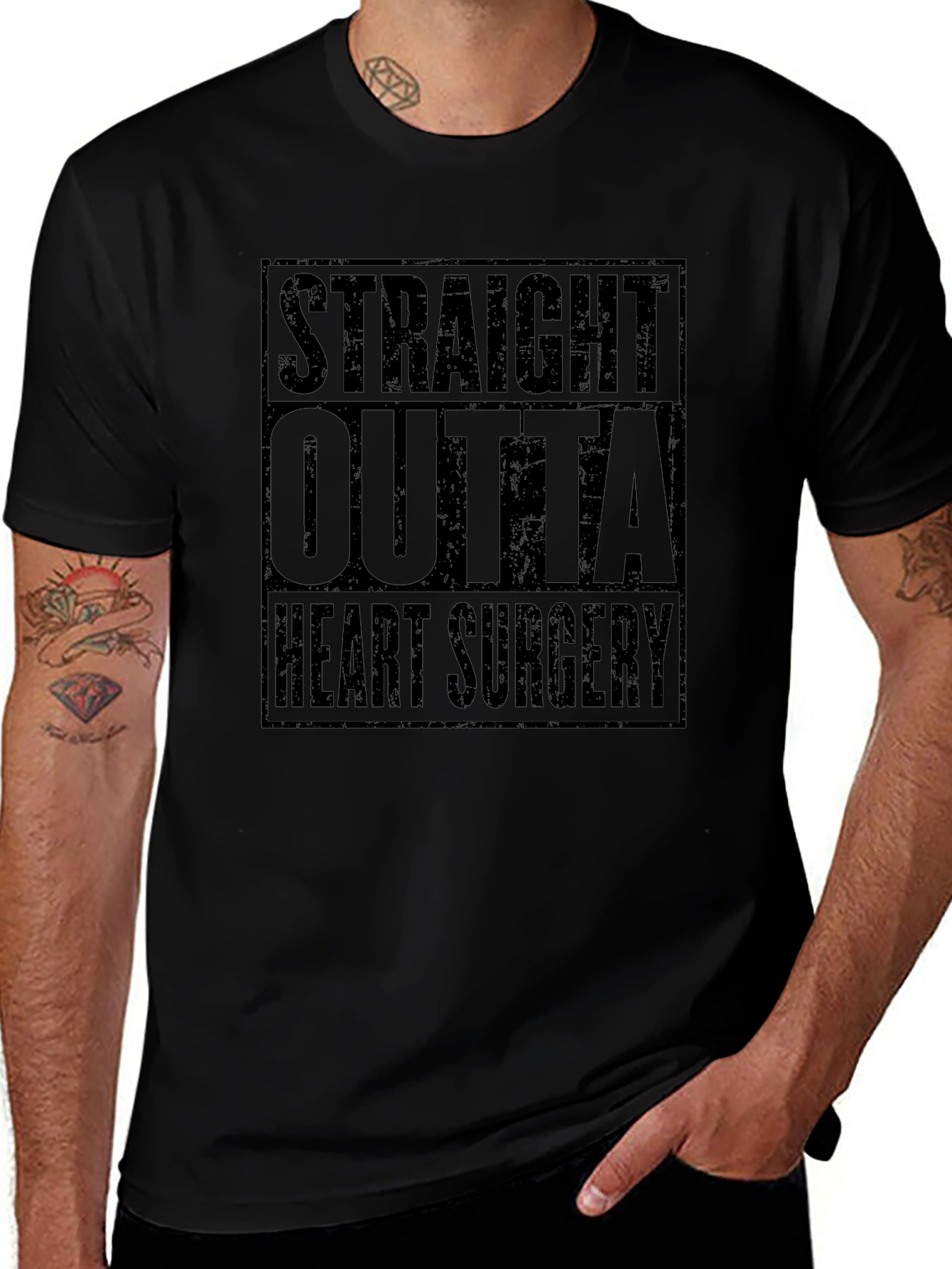 Straight Outta Heart Surgery Black T-Shirt