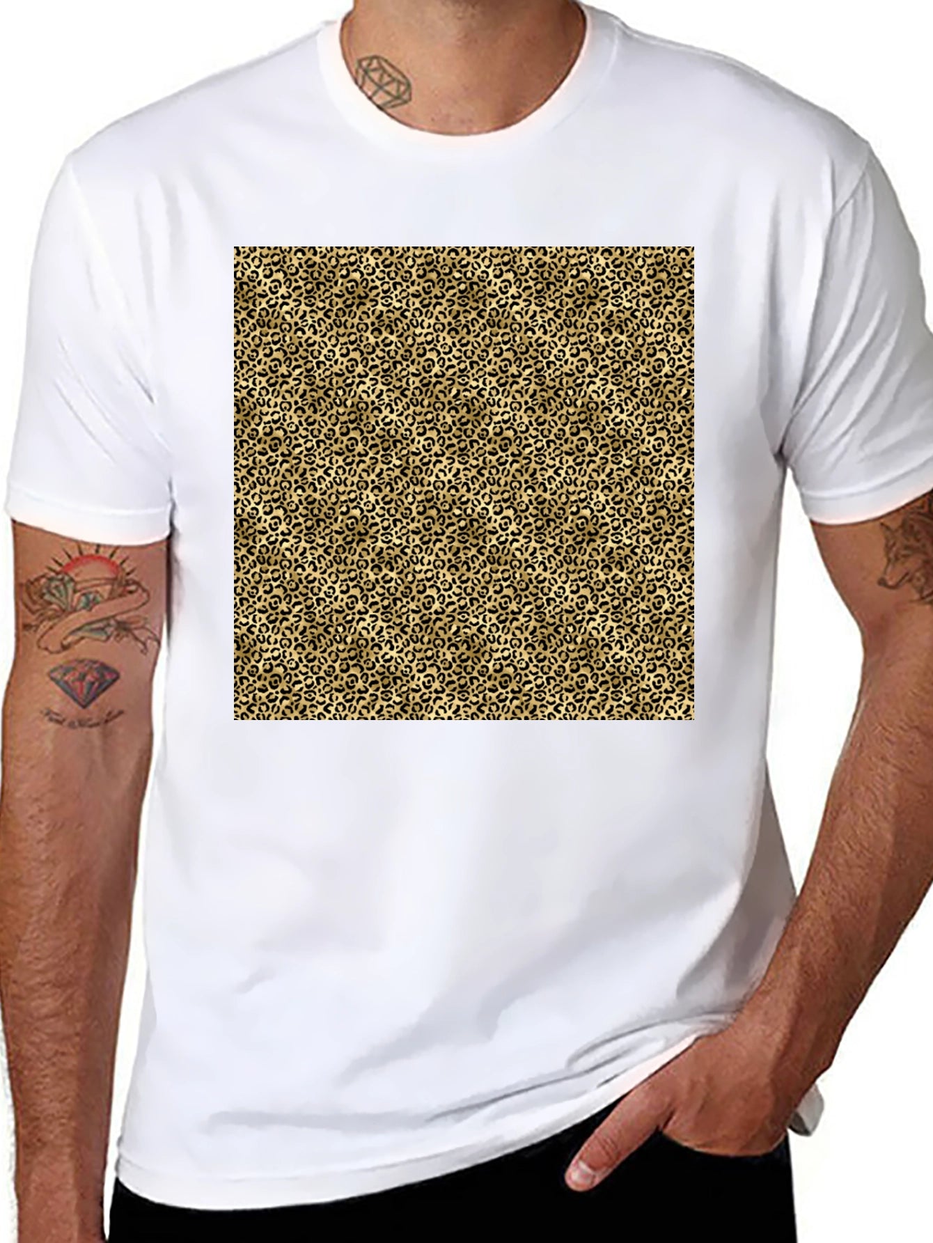 Leopard Print Tee - Stylish Black T-Shirt