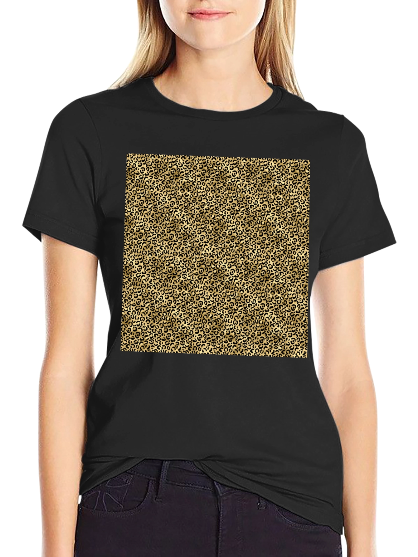 Leopard Print Tee - Stylish Black T-Shirt