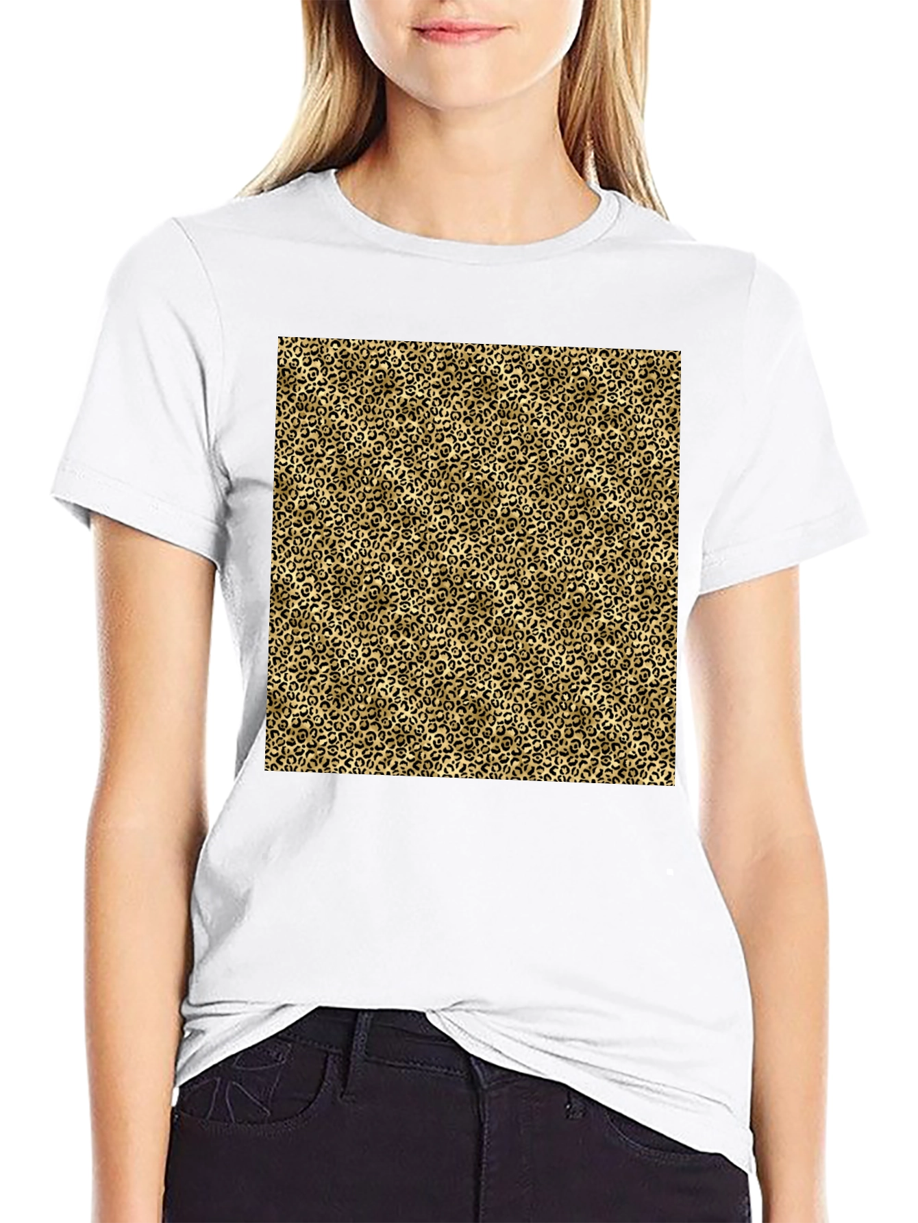 Leopard Print Tee - Stylish Black T-Shirt