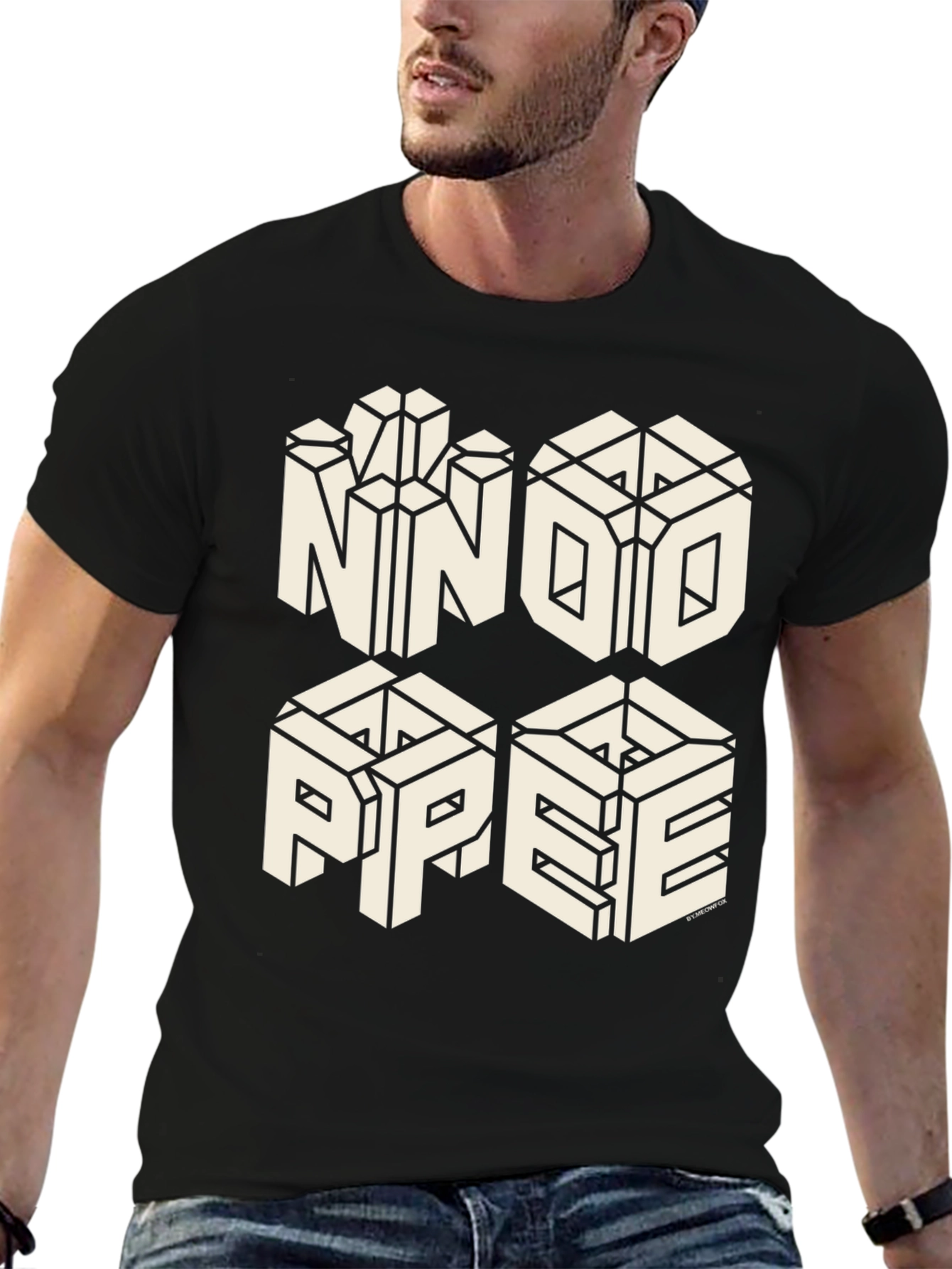 Optical Illusion Graphic Tee - NNOO PPEE Black T-Shirt