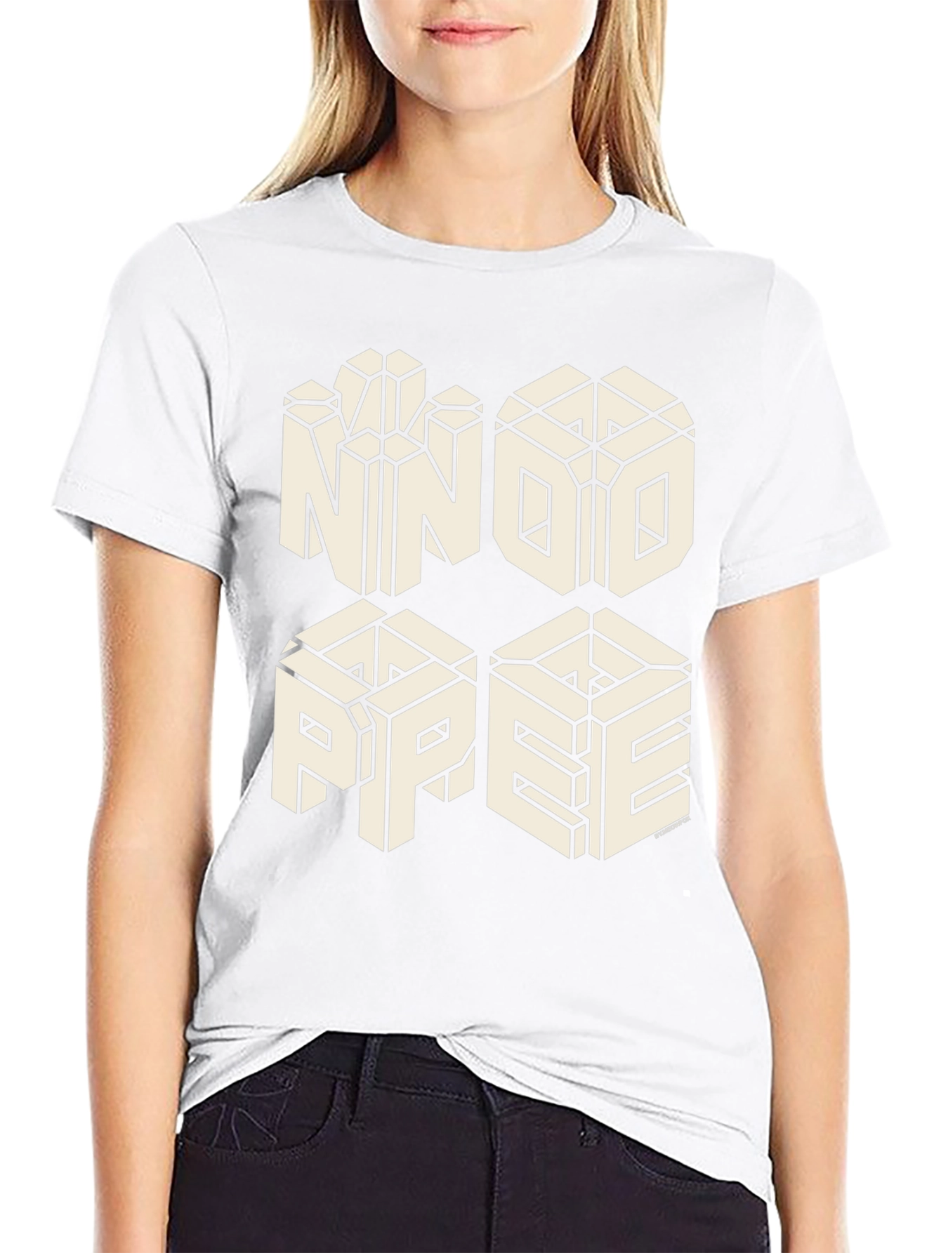 Optical Illusion Graphic Tee - NNOO PPEE Black T-Shirt
