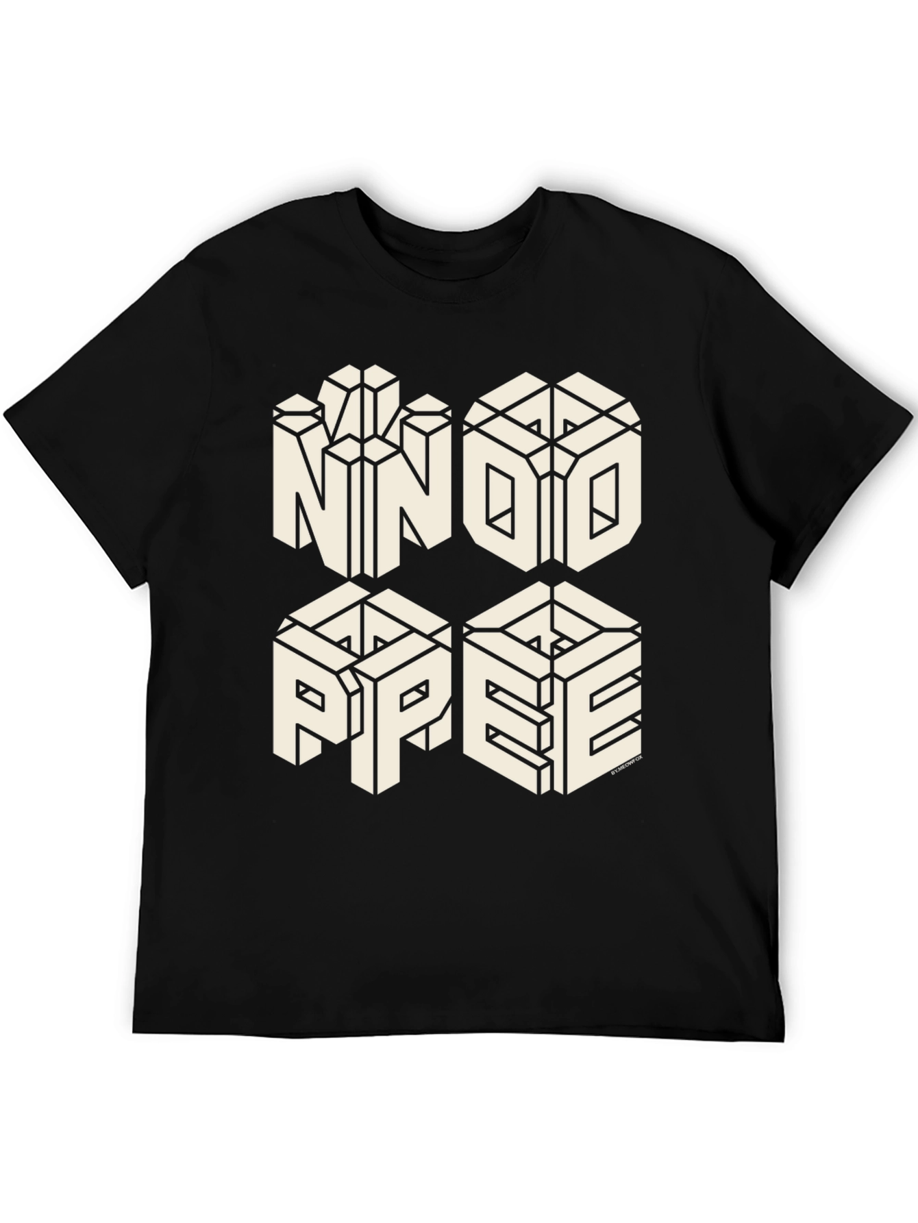 Optical Illusion Graphic Tee - NNOO PPEE Black T-Shirt