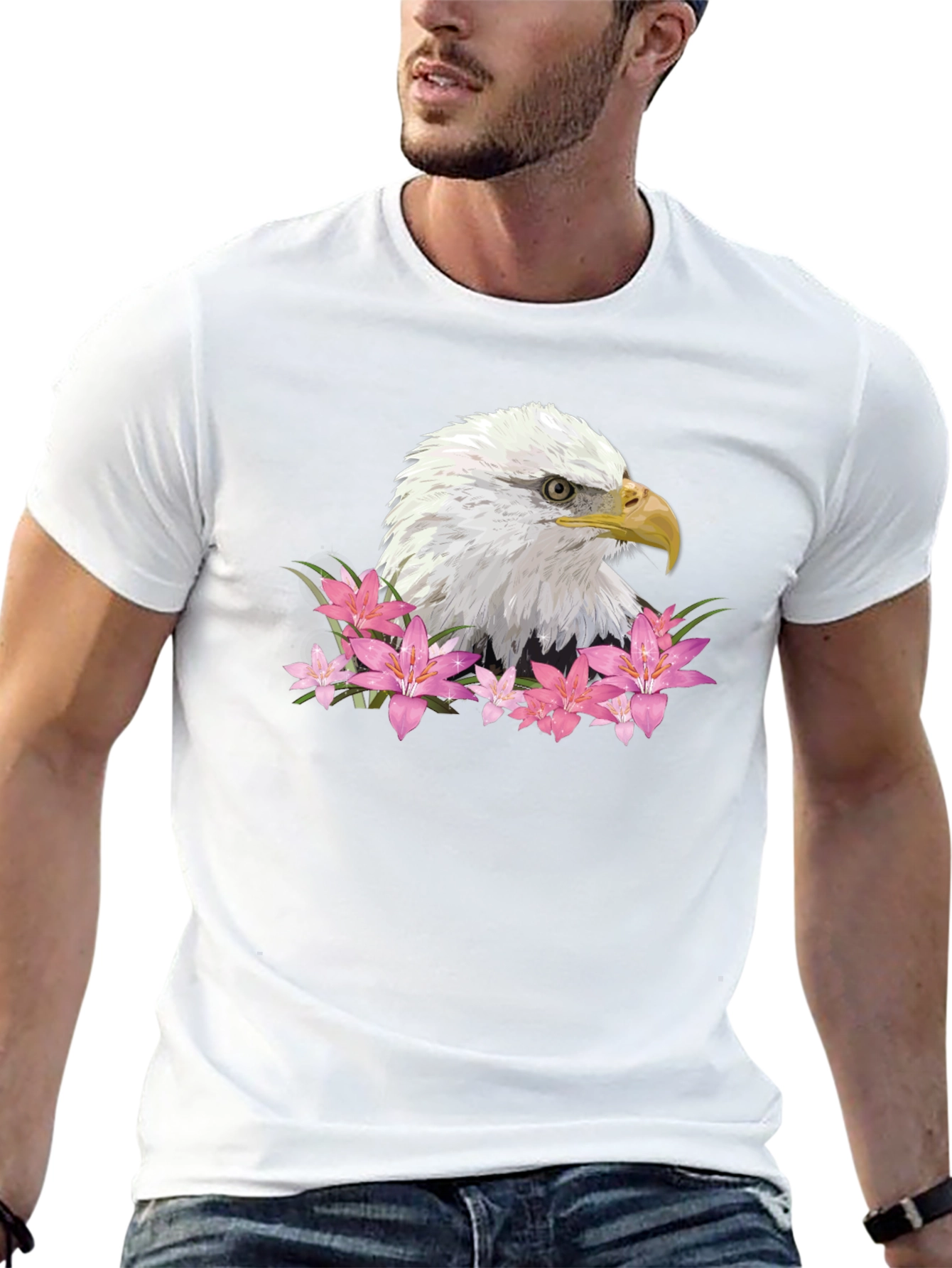 Eagle Floral Graphic Tee - Patriotic USA Design