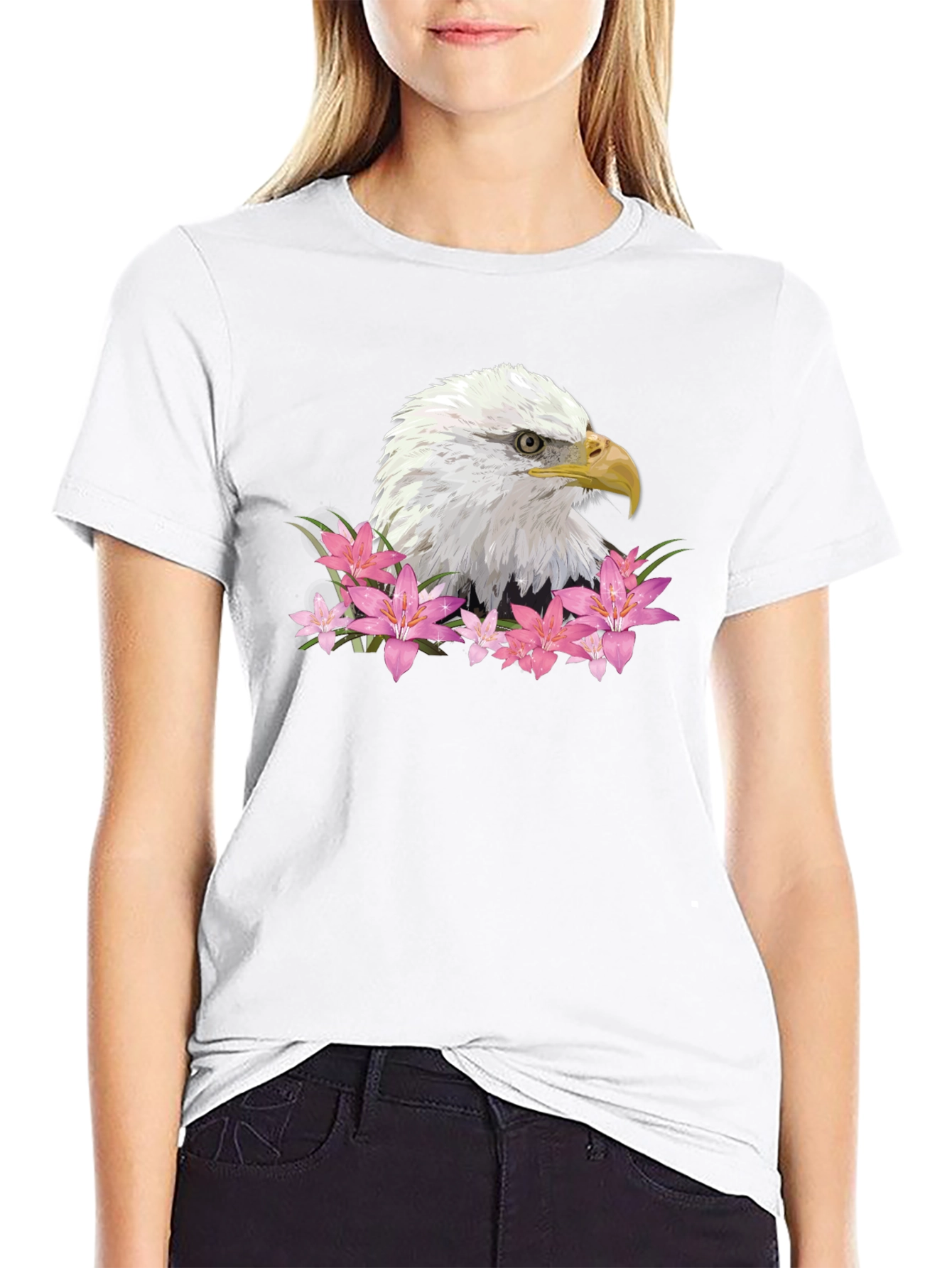 Eagle Floral Graphic Tee - Patriotic USA Design