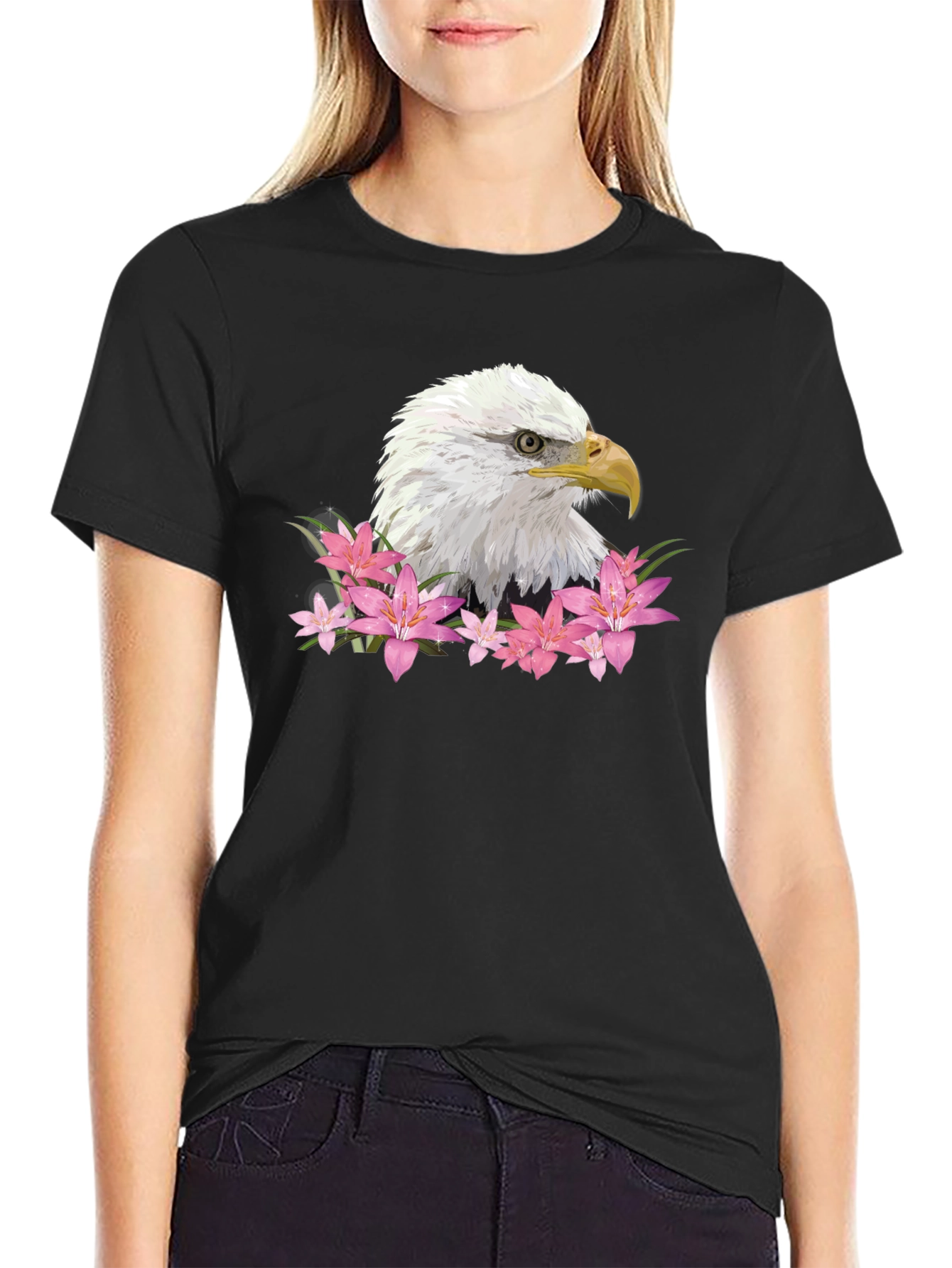 Eagle Floral Graphic Tee - Patriotic USA Design