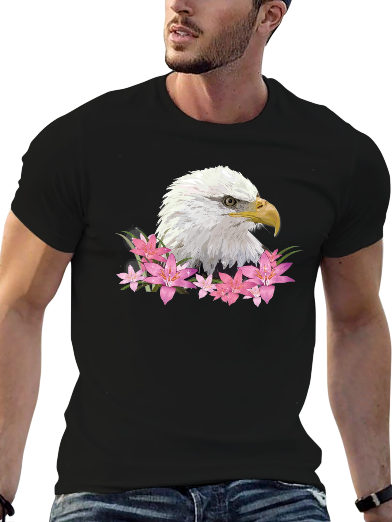 Eagle Floral Graphic Tee - Patriotic USA Design