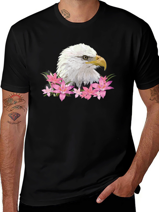 Eagle Floral Graphic Tee - Patriotic USA Design