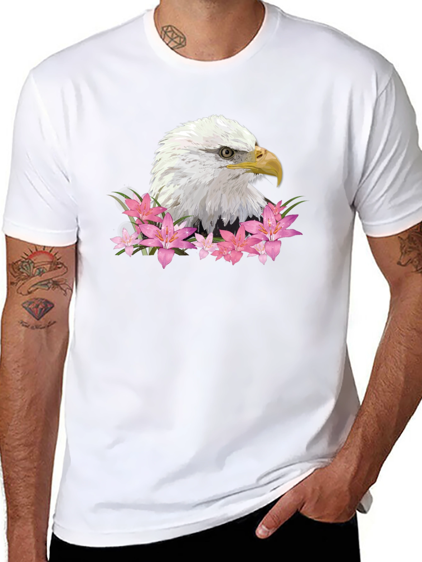 Eagle Floral Graphic Tee - Patriotic USA Design