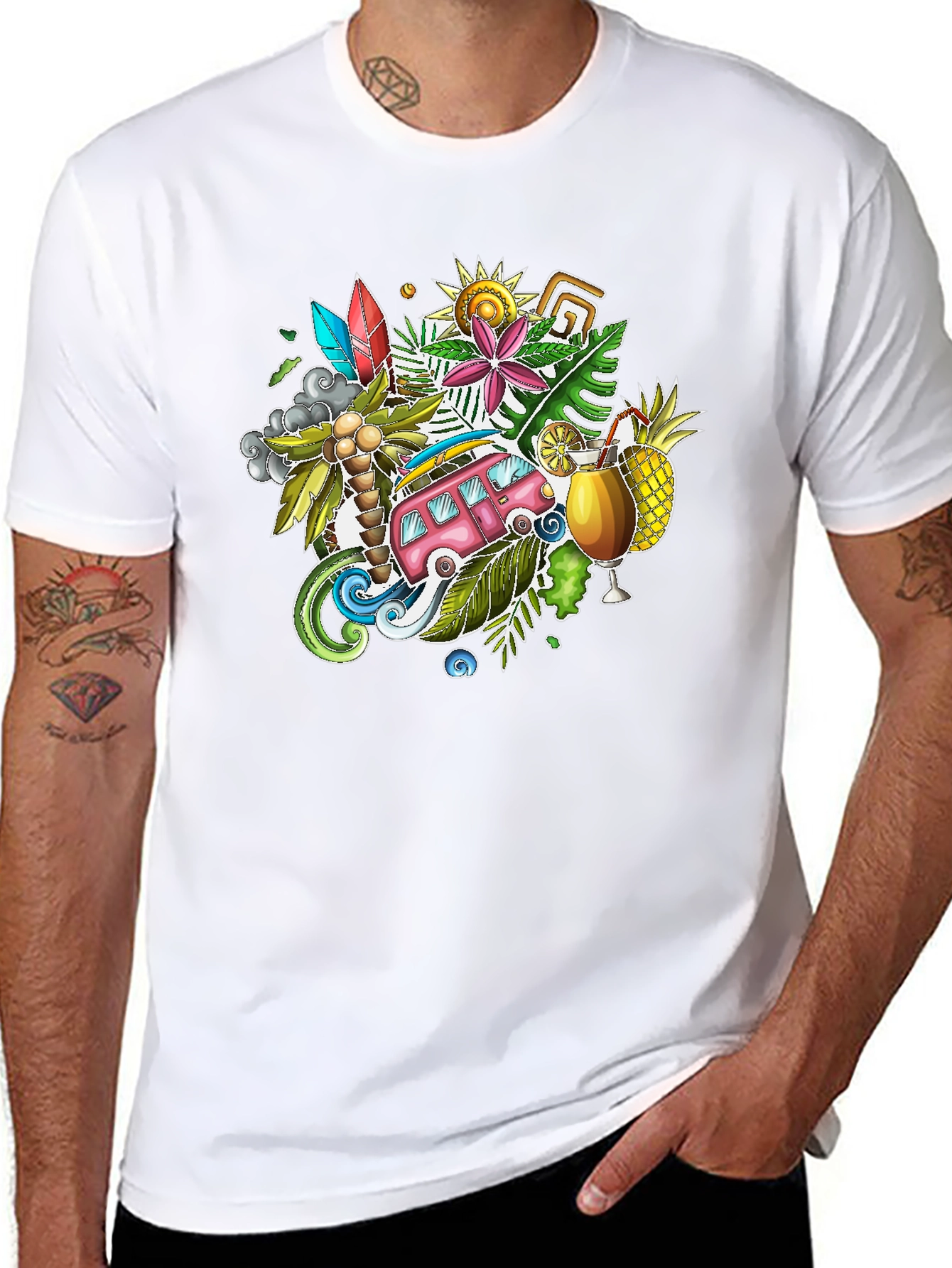 Tropical Island Vibes Graphic T-Shirt