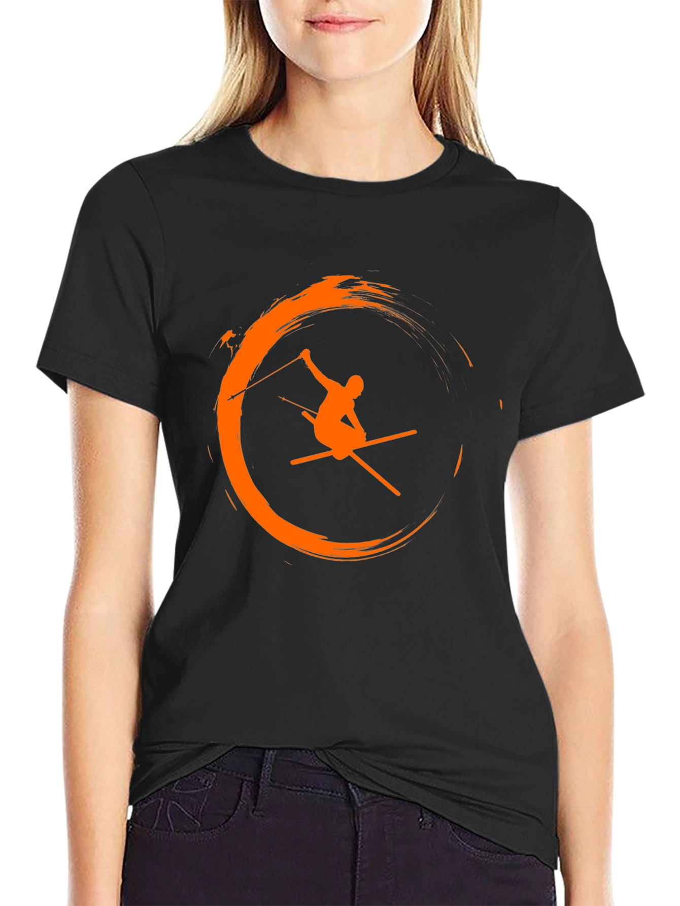 Skiing Graphic Tee - Mens Black T-Shirt