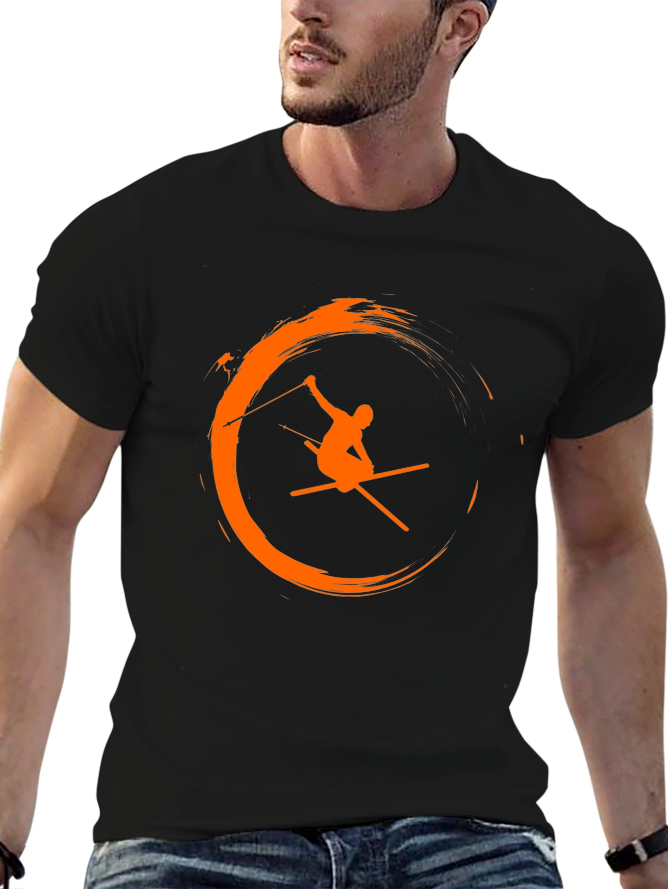 Skiing Graphic Tee - Mens Black T-Shirt