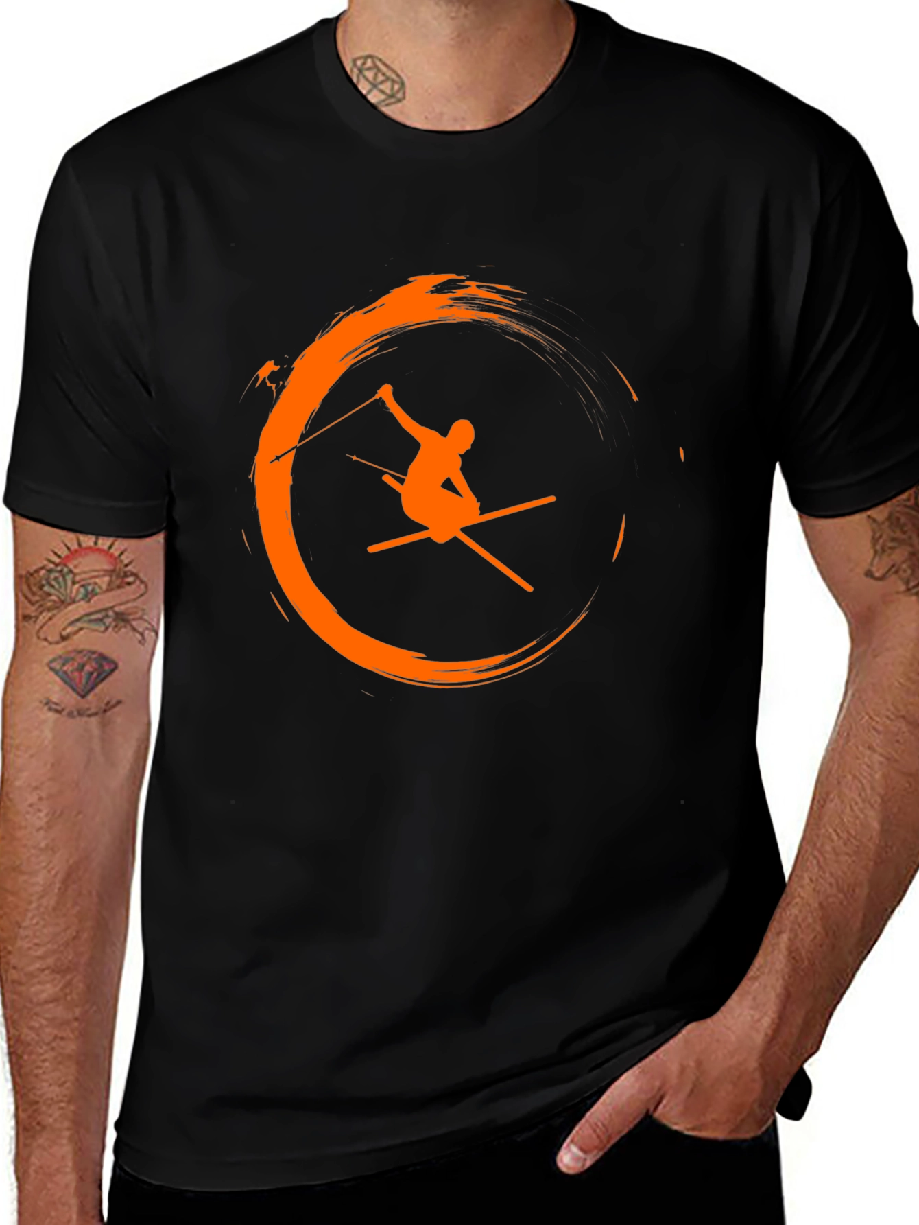 Skiing Graphic Tee - Mens Black T-Shirt