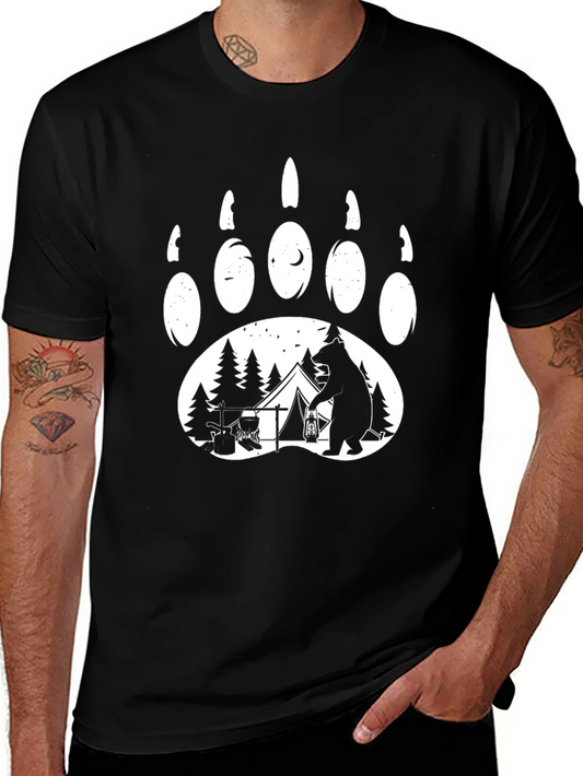 Bear Paw Camping T-Shirt - Nature Adventure Tee