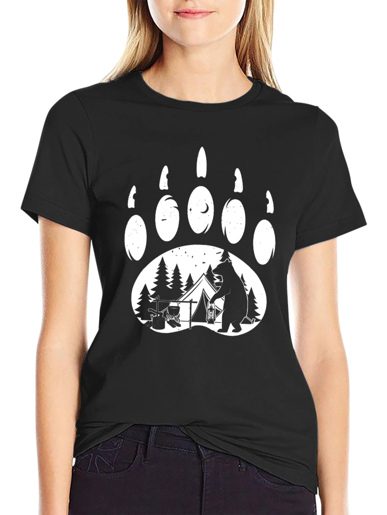 Bear Paw Camping T-Shirt - Nature Adventure Tee