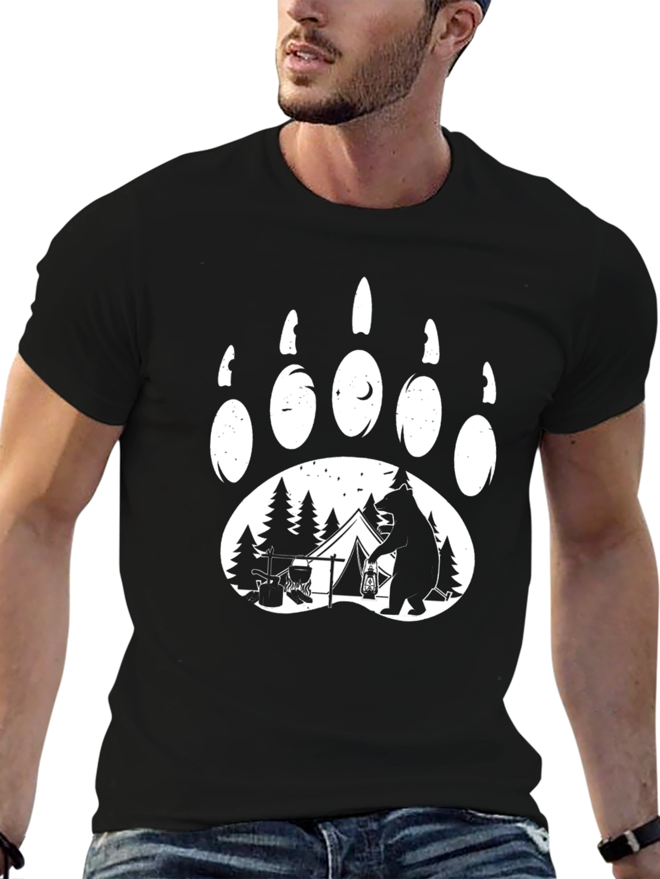 Bear Paw Camping T-Shirt - Nature Adventure Tee