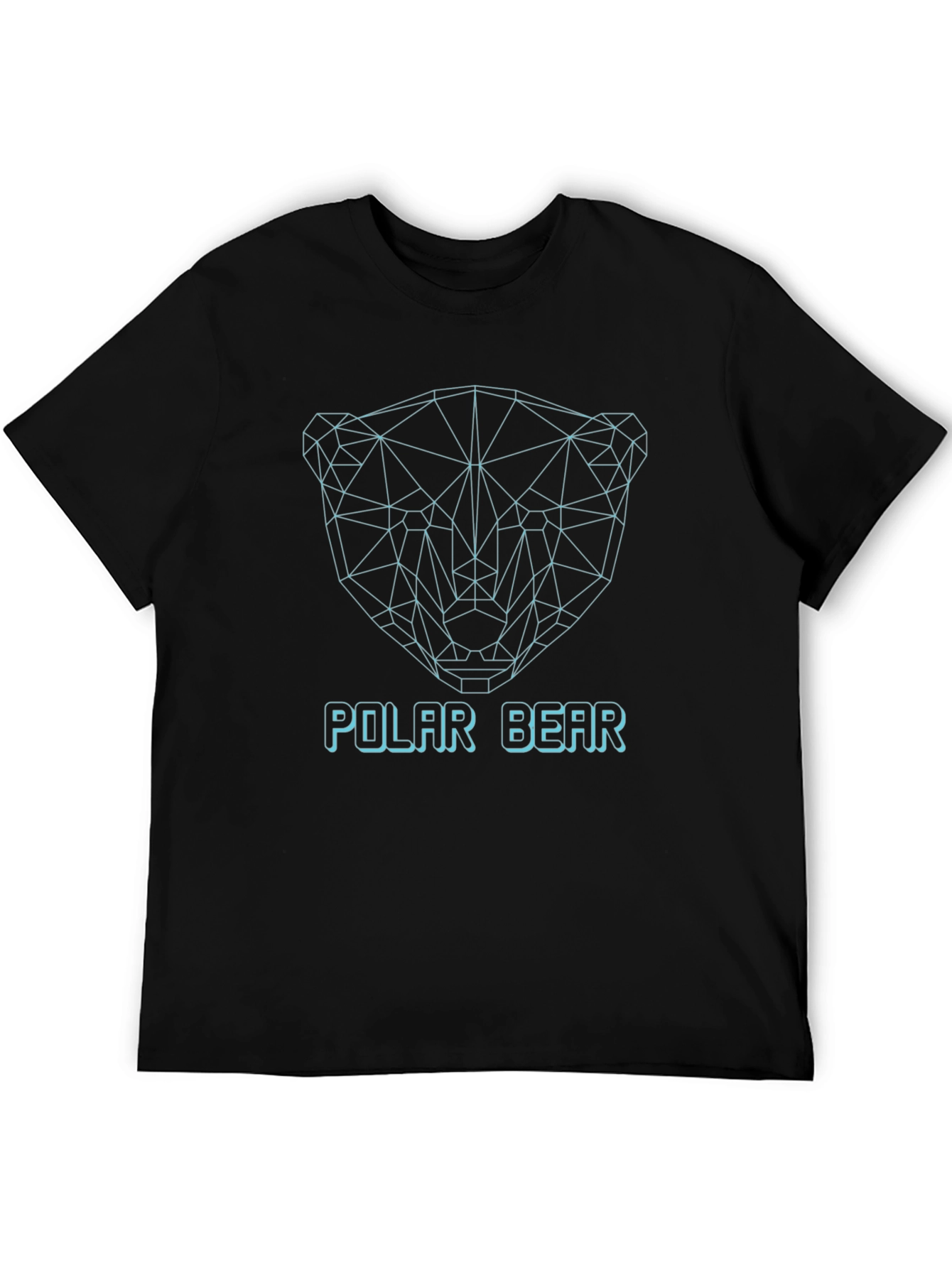 Geometric Polar Bear Graphic T-Shirt - Black