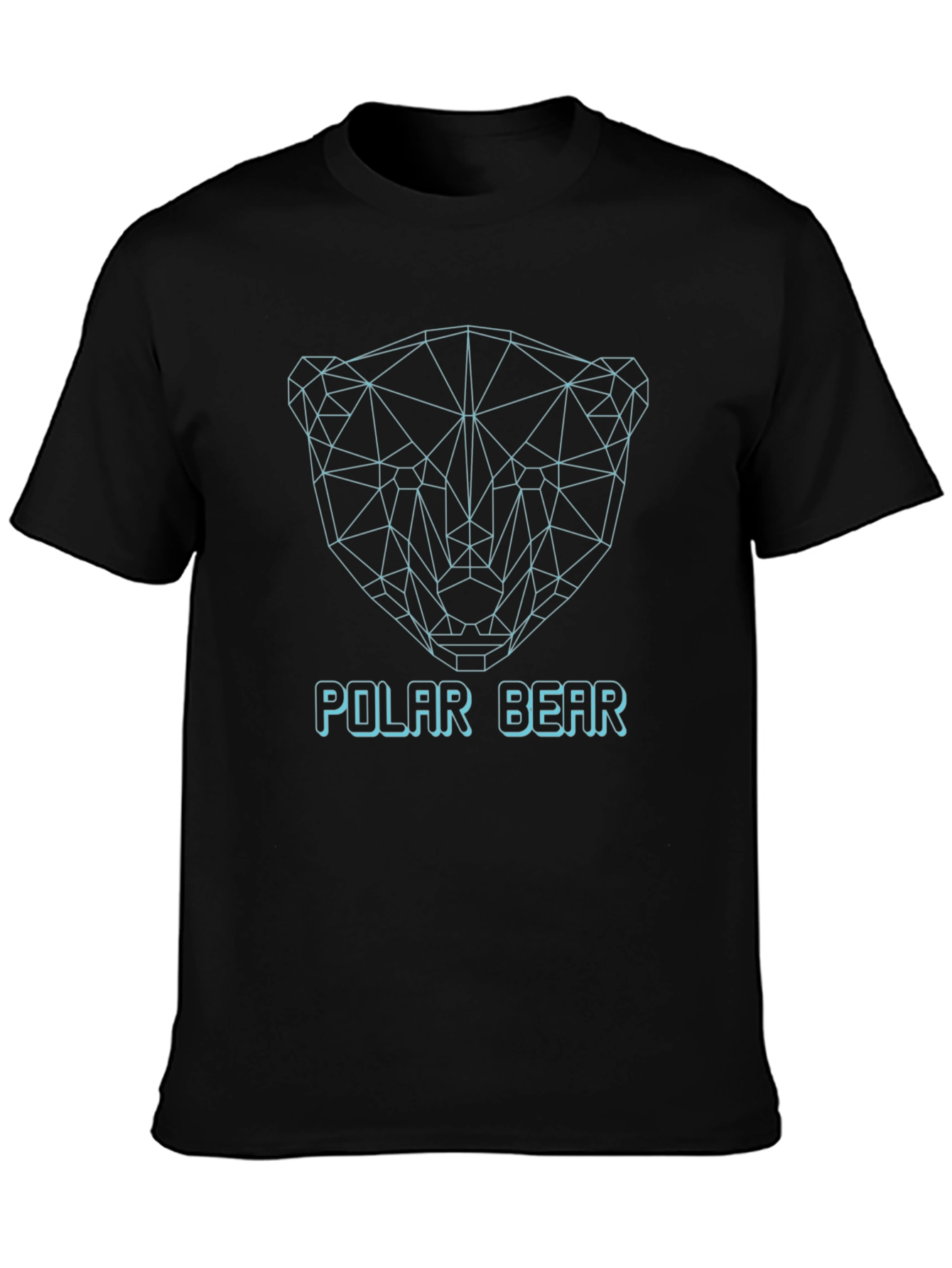 Geometric Polar Bear Graphic T-Shirt - Black