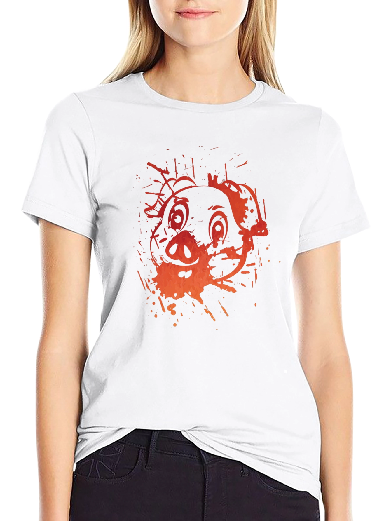 Pig Graphic Print Black T-Shirt