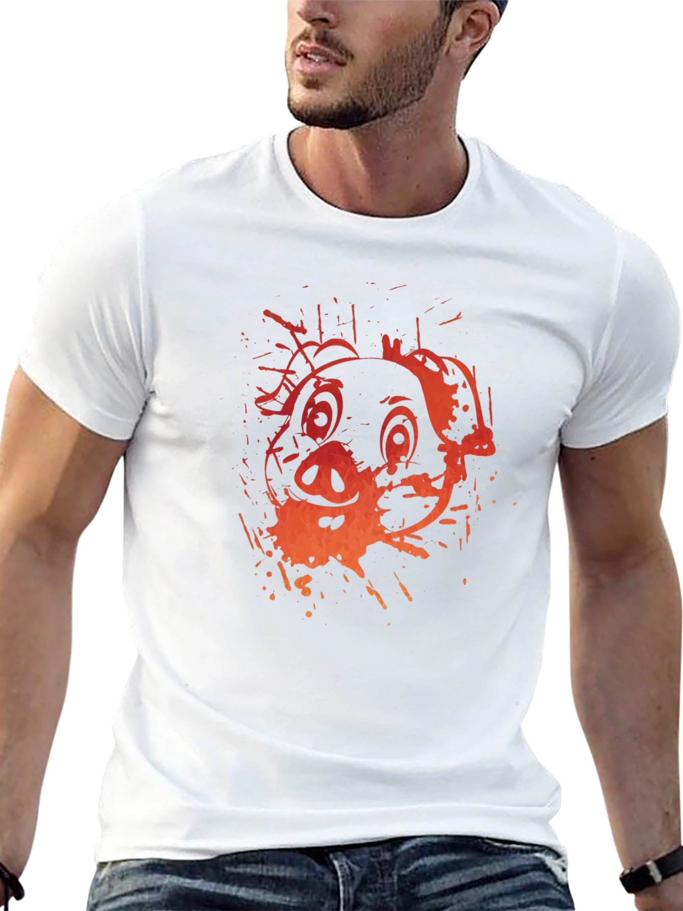 Pig Graphic Print Black T-Shirt