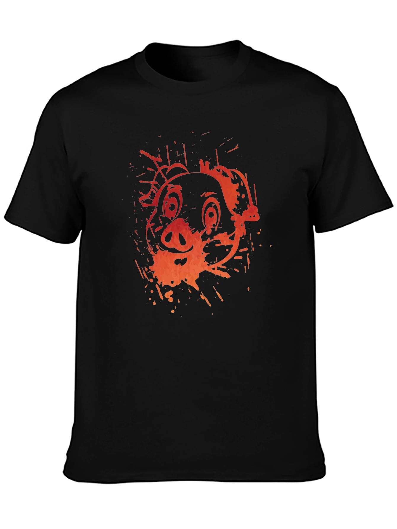 Pig Graphic Print Black T-Shirt