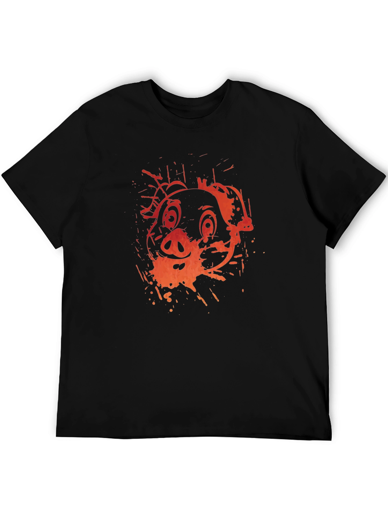 Pig Graphic Print Black T-Shirt