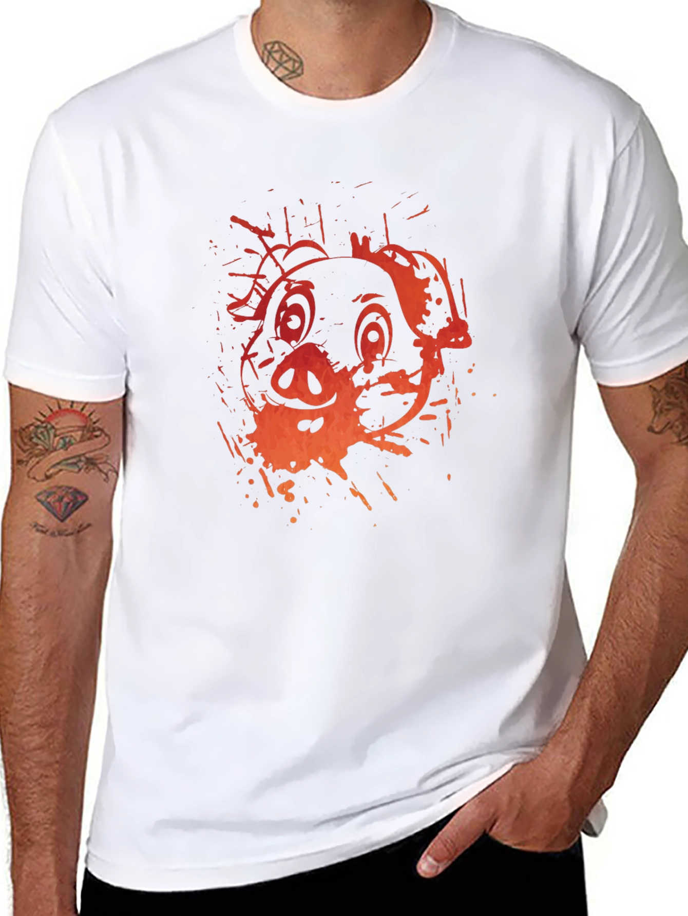 Pig Graphic Print Black T-Shirt