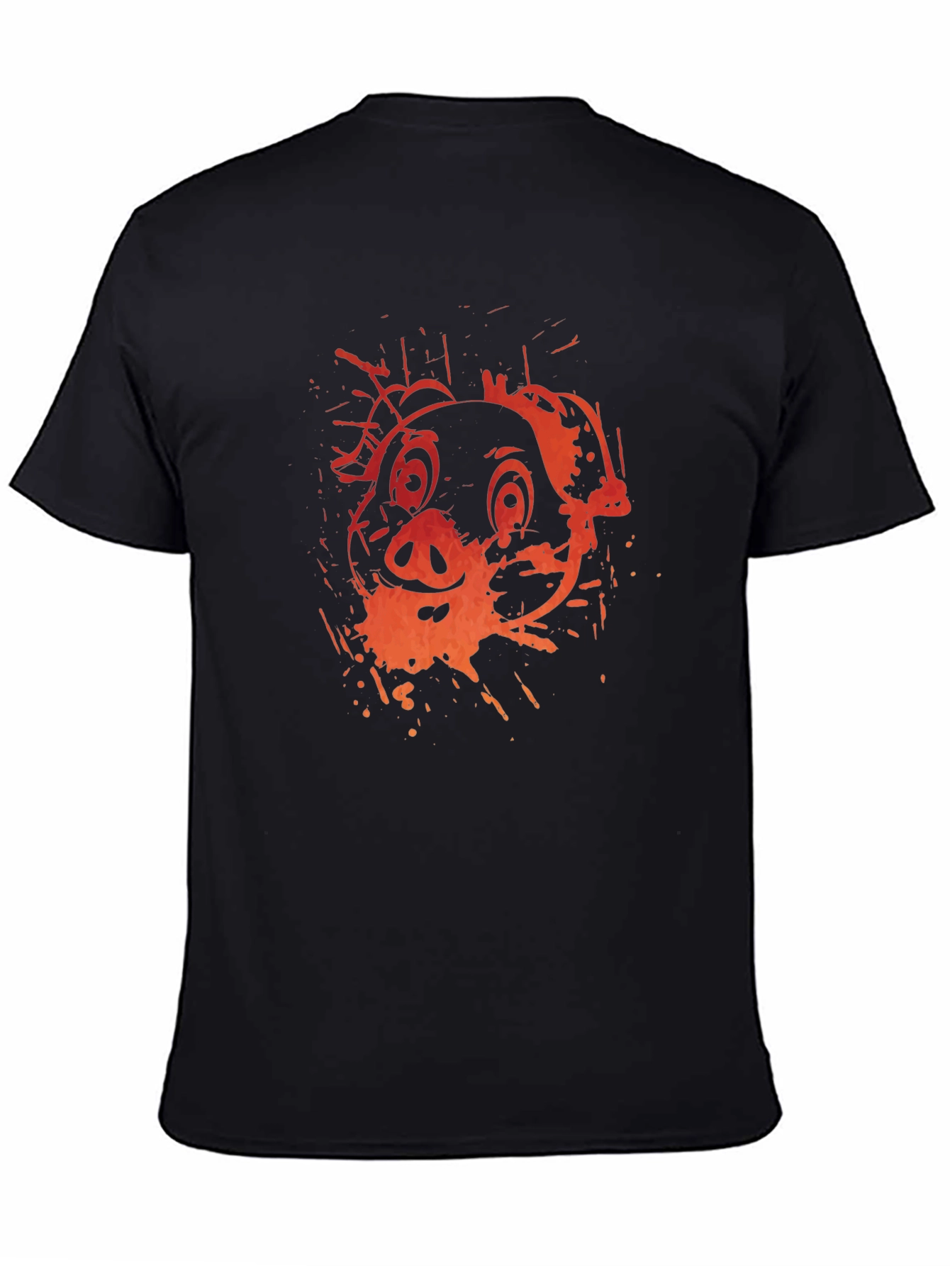 Pig Graphic Print Black T-Shirt