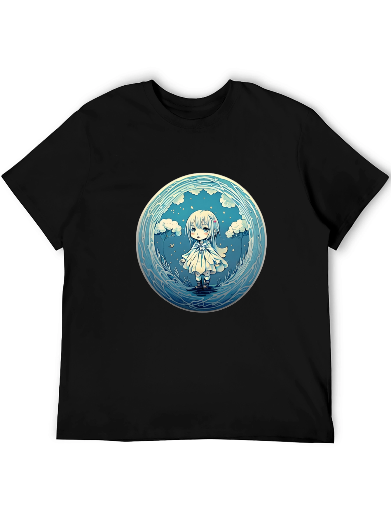 Anime Girl Graphic Tee - Stylish Black Cotton T-Shirt