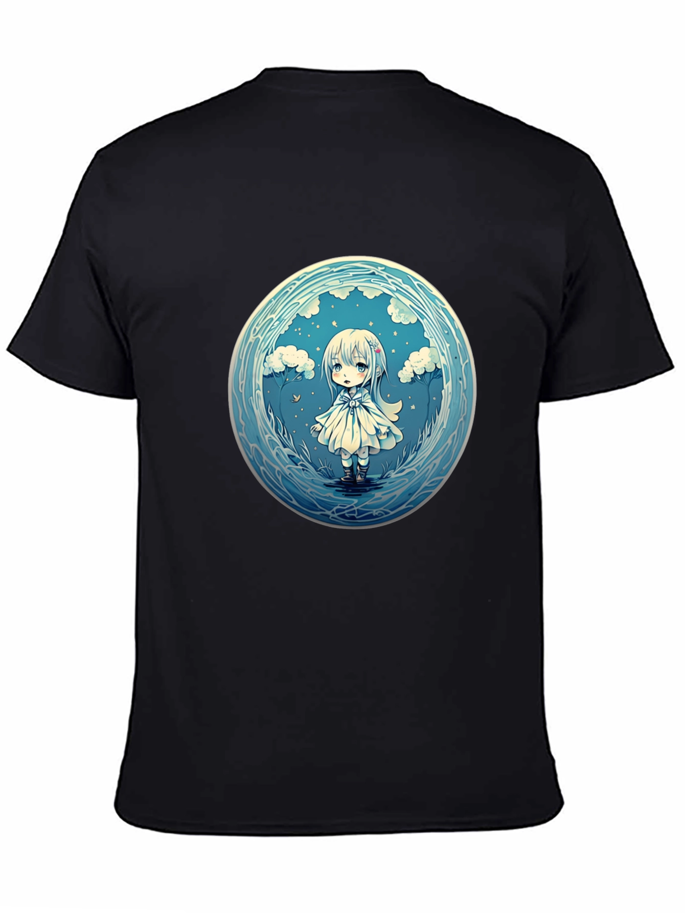 Anime Girl Graphic Tee - Stylish Black Cotton T-Shirt