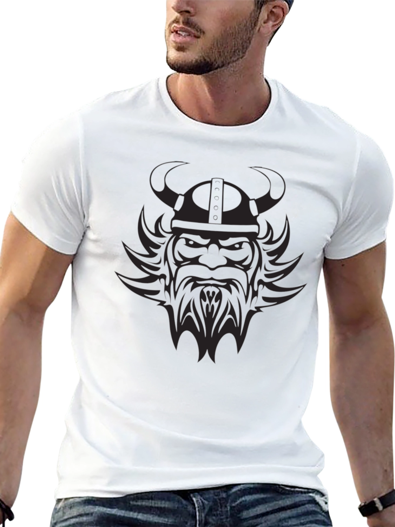 Viking Warrior Graphic Tee - Black