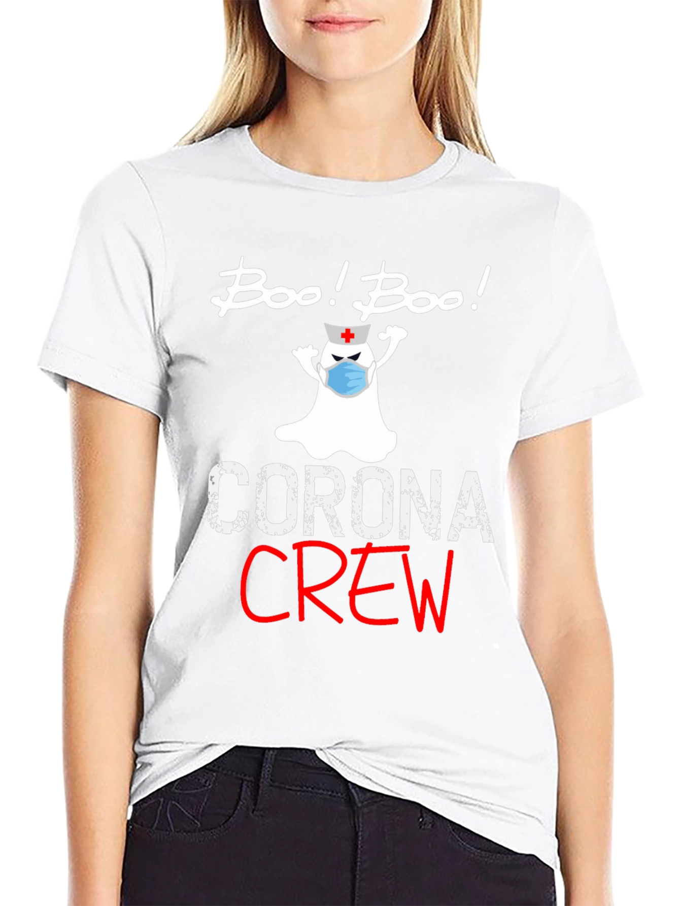 Boo! Boo! Corona Crew Graphic T-Shirt
