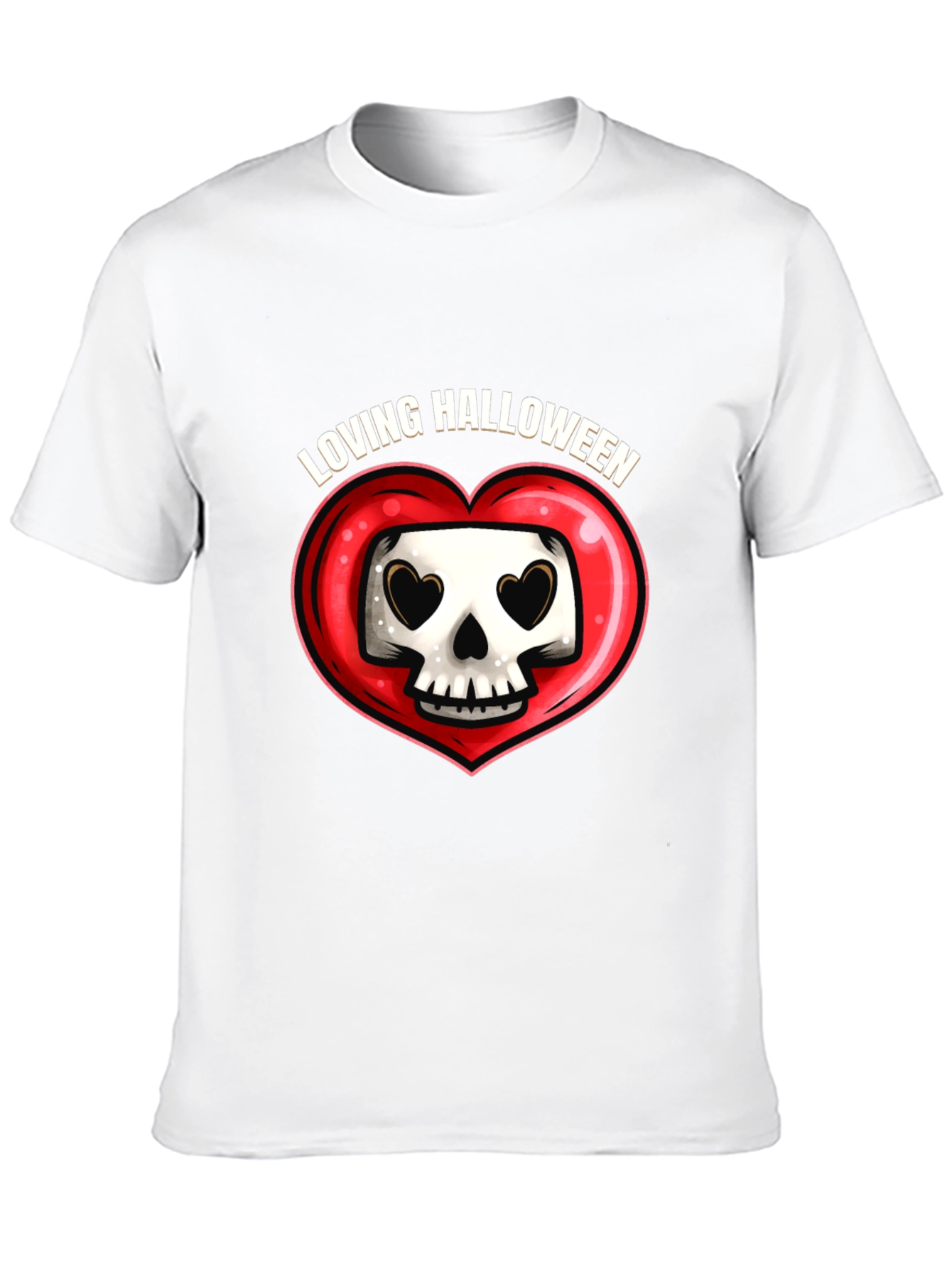 Loving Halloween Graphic Tee - Heart Skull