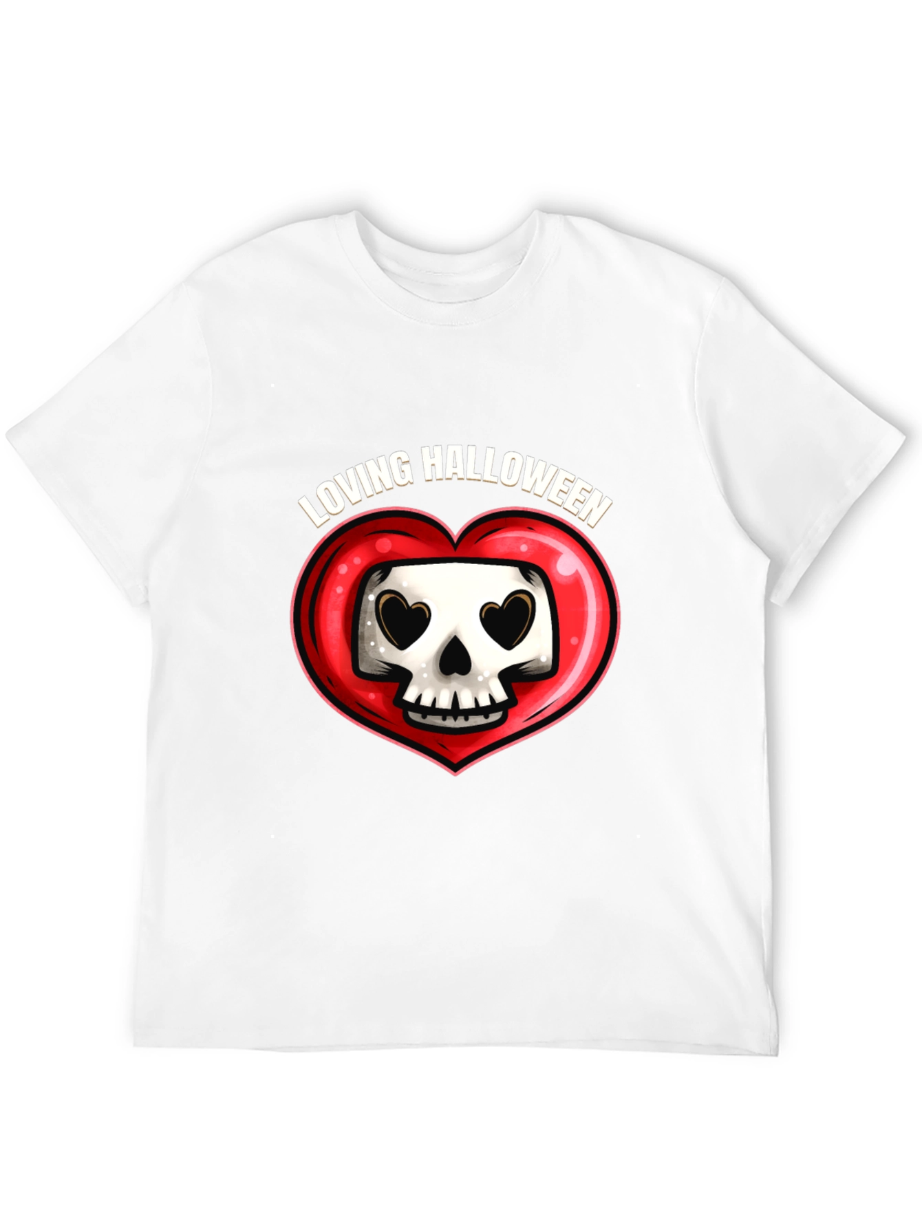 Loving Halloween Graphic Tee - Heart Skull