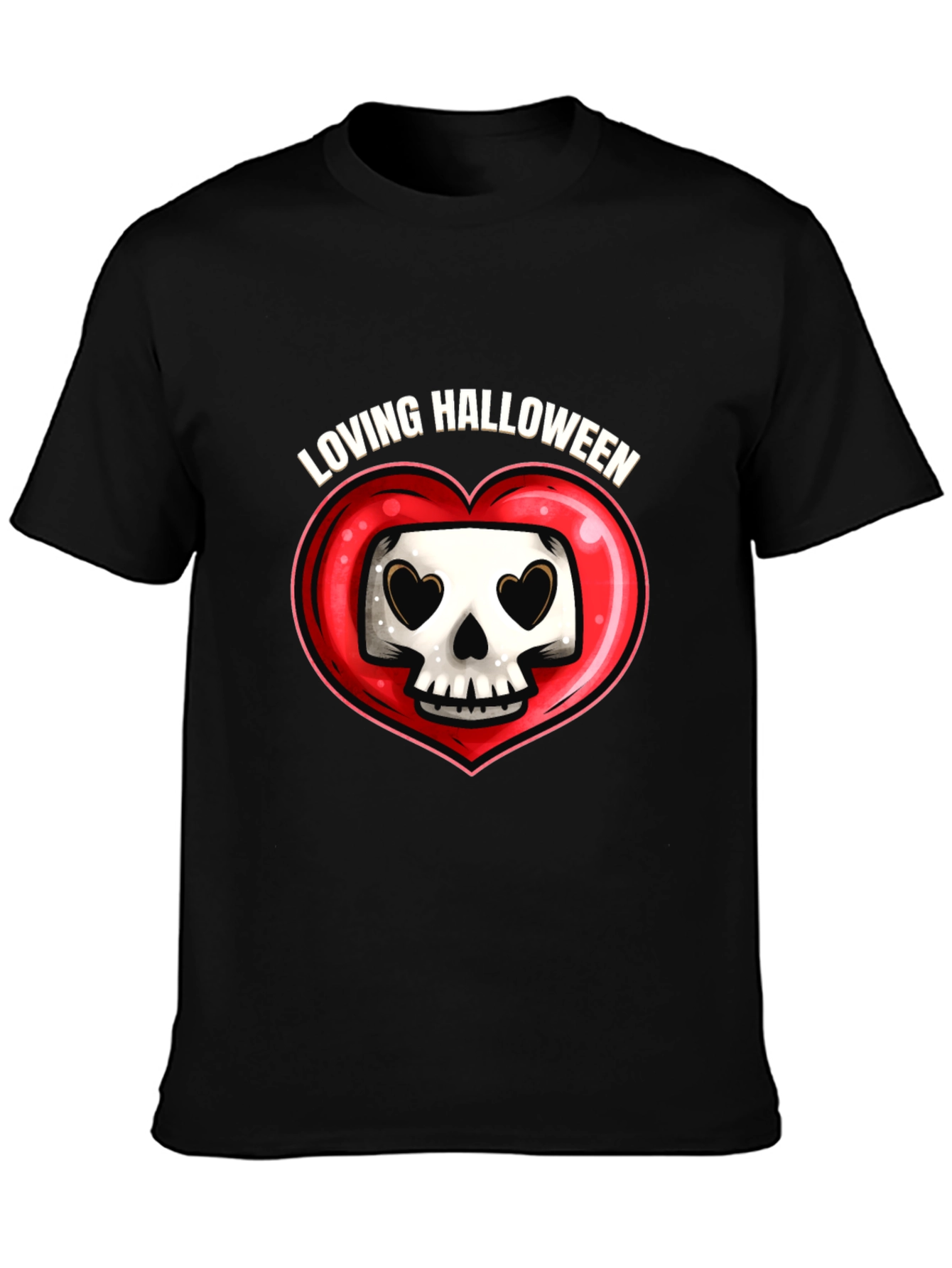 Loving Halloween Graphic Tee - Heart Skull