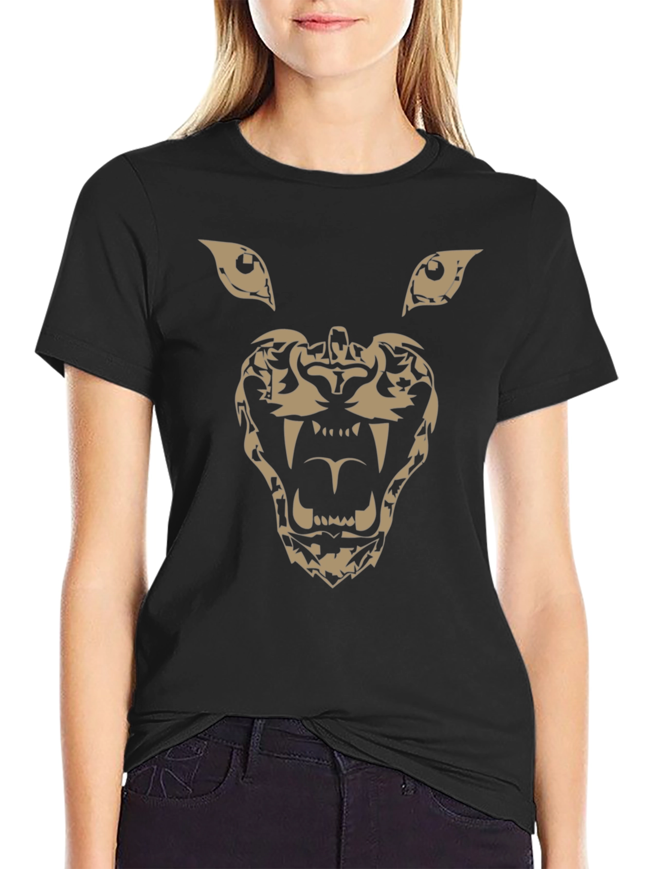 Tribal Lion Graphic Black T-Shirt