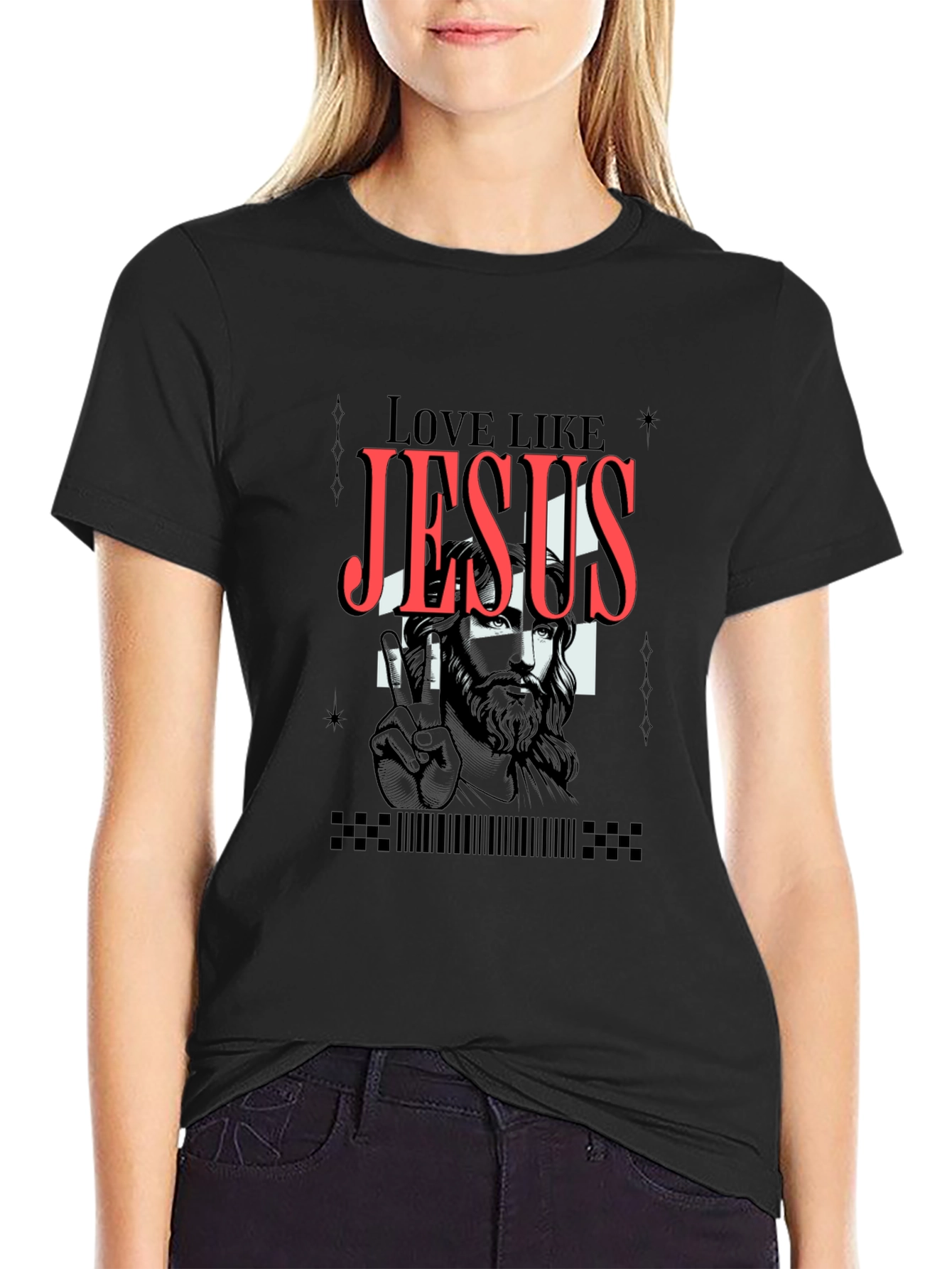 Love Like Jesus Black Graphic Tee