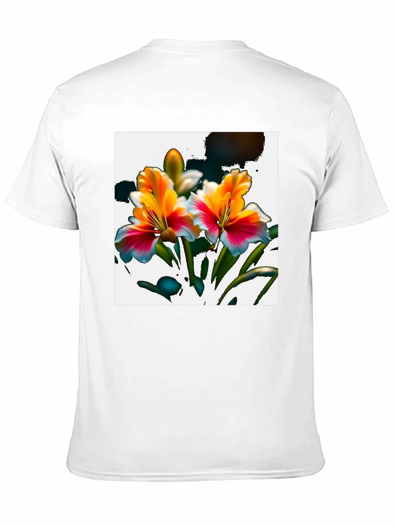Floral Graphic Print Black Tee